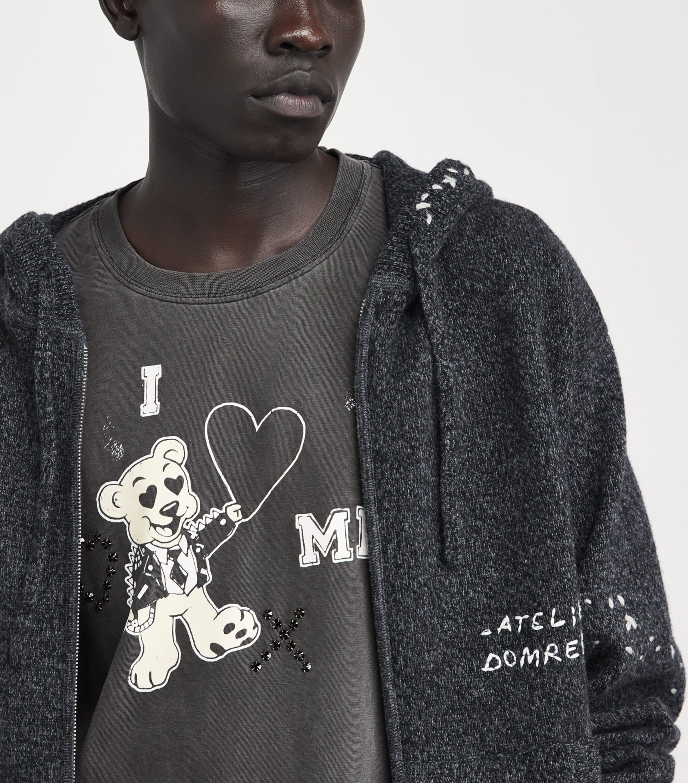 DOMREBEL Mens Cotton I Love Me T-Shirt Faded Black Image 3