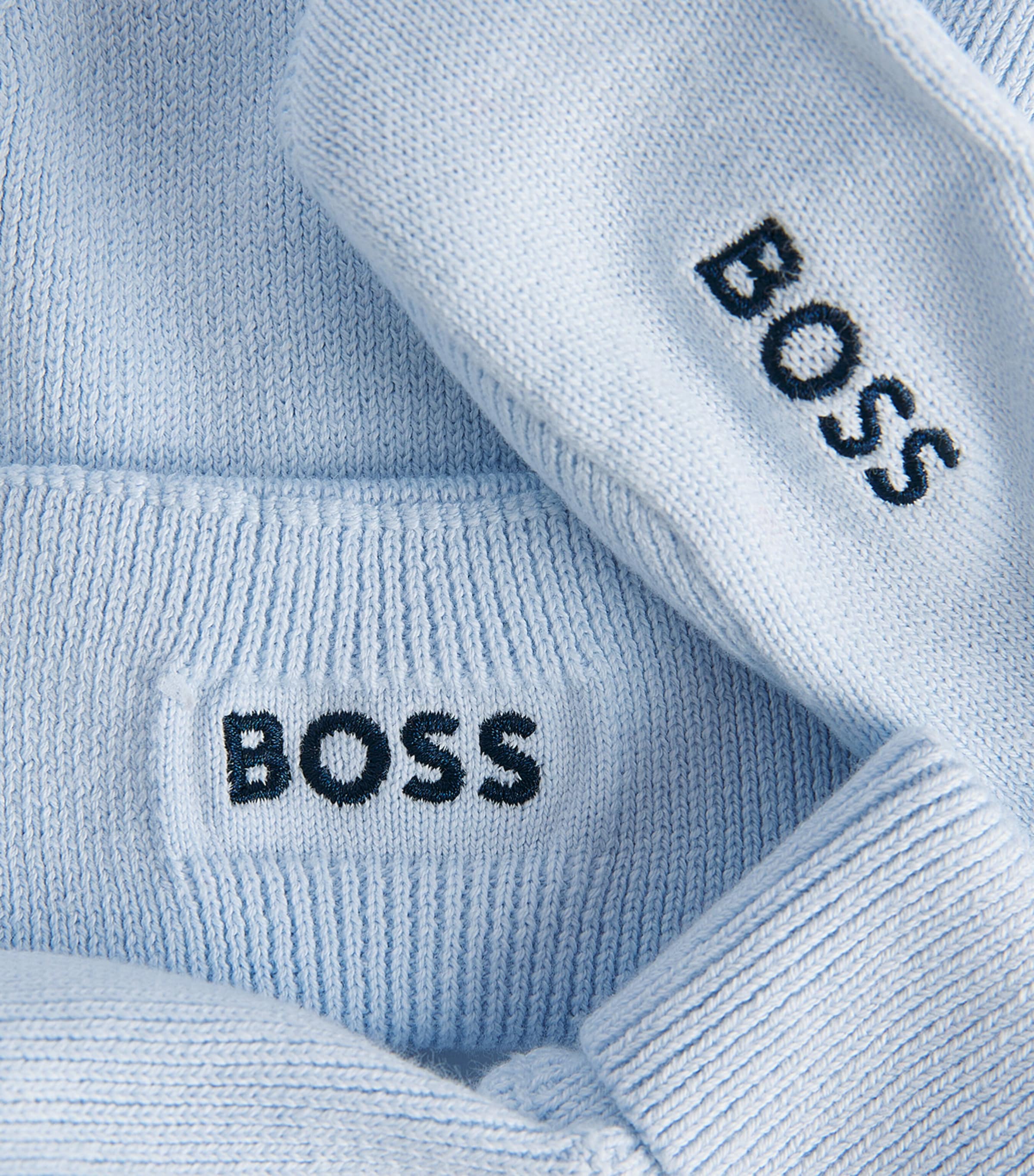 BOSS Kidswear Cotton Hat and Slippers Set Pale Blue Image 3