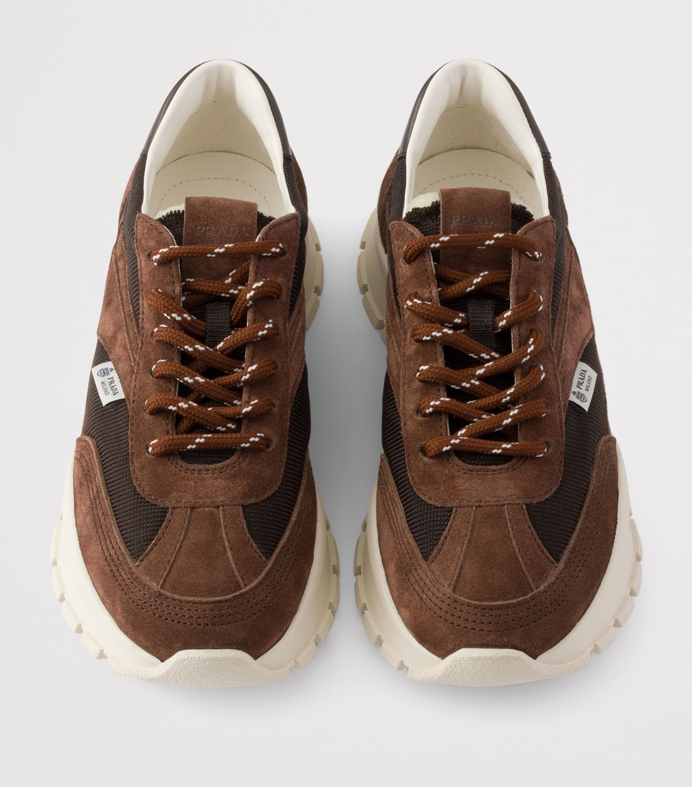 Prada Suede-Mesh Sneakers Brown Image 3