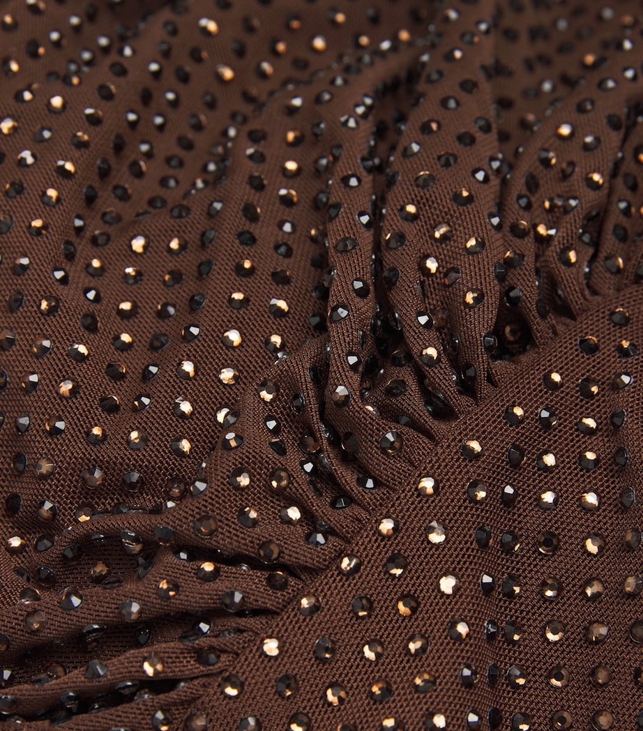 Embellished Draped Top BROWN Image 5