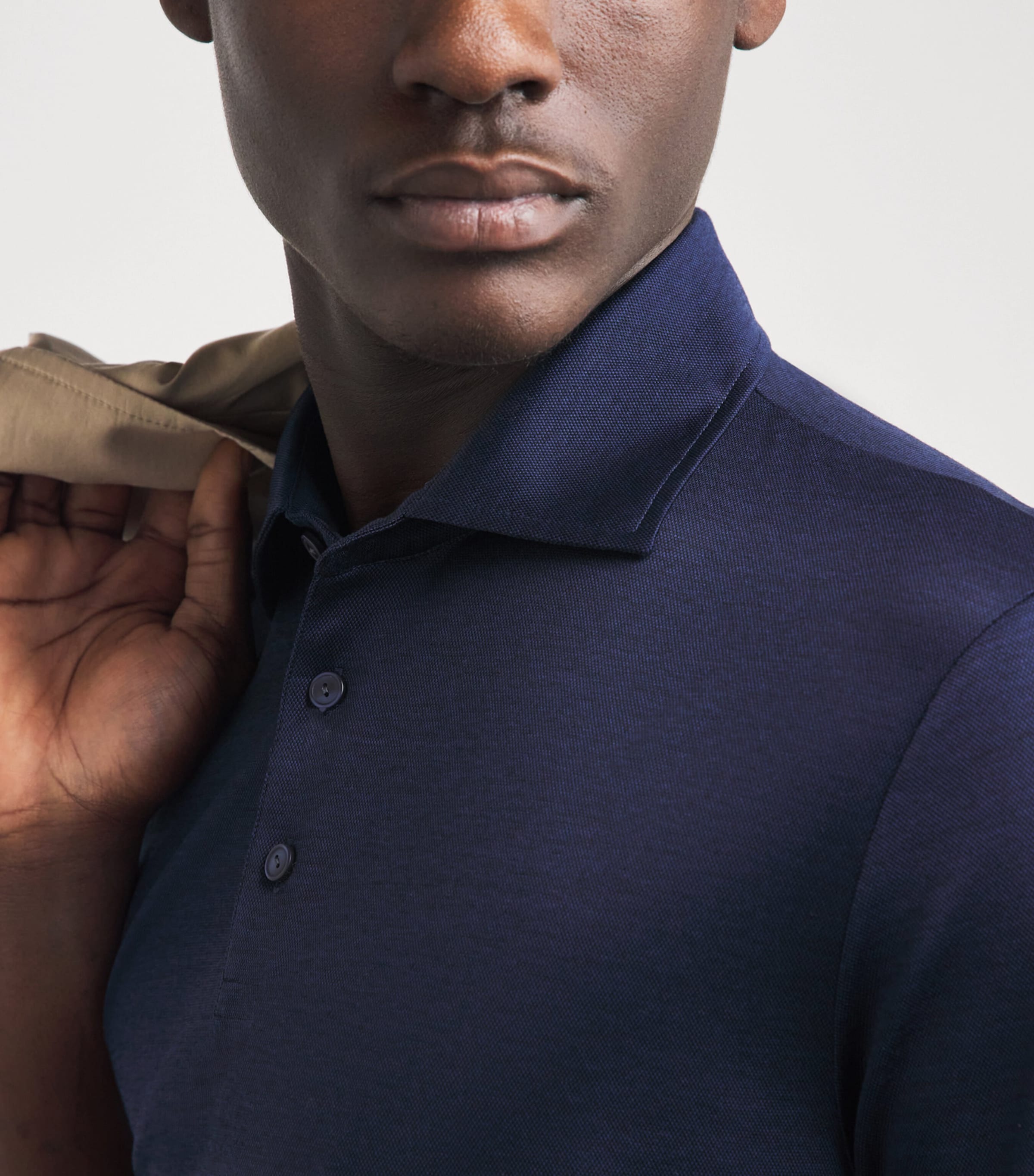 Eton Mens Cotton Filo di Scozia Polo Shirt Navy Blue Image 3