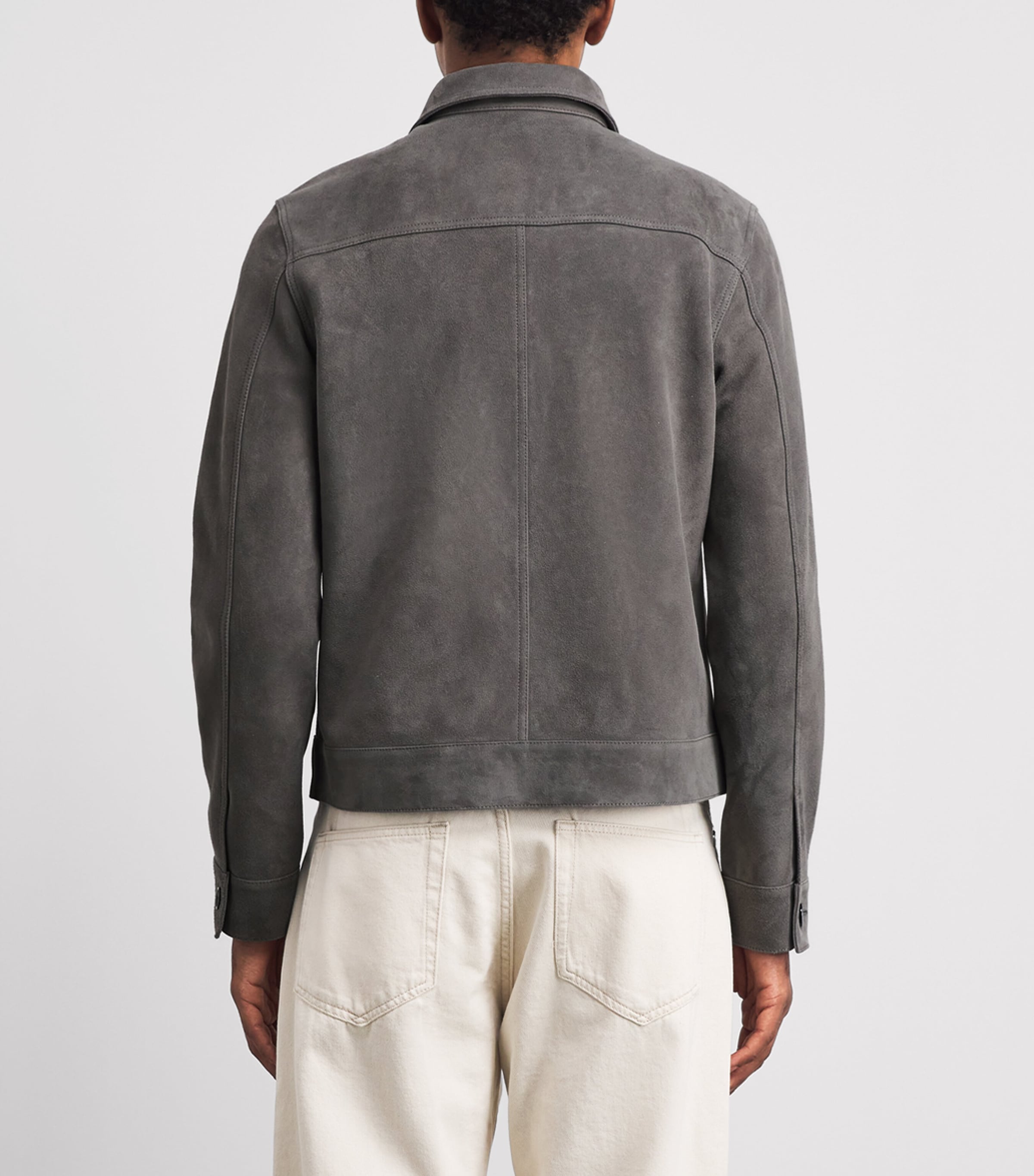 AMI Paris Mens Suede Logo Jacket Carbone Image 5