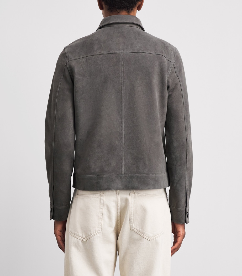 AMI Paris Mens Suede Logo Jacket Carbone Image 5