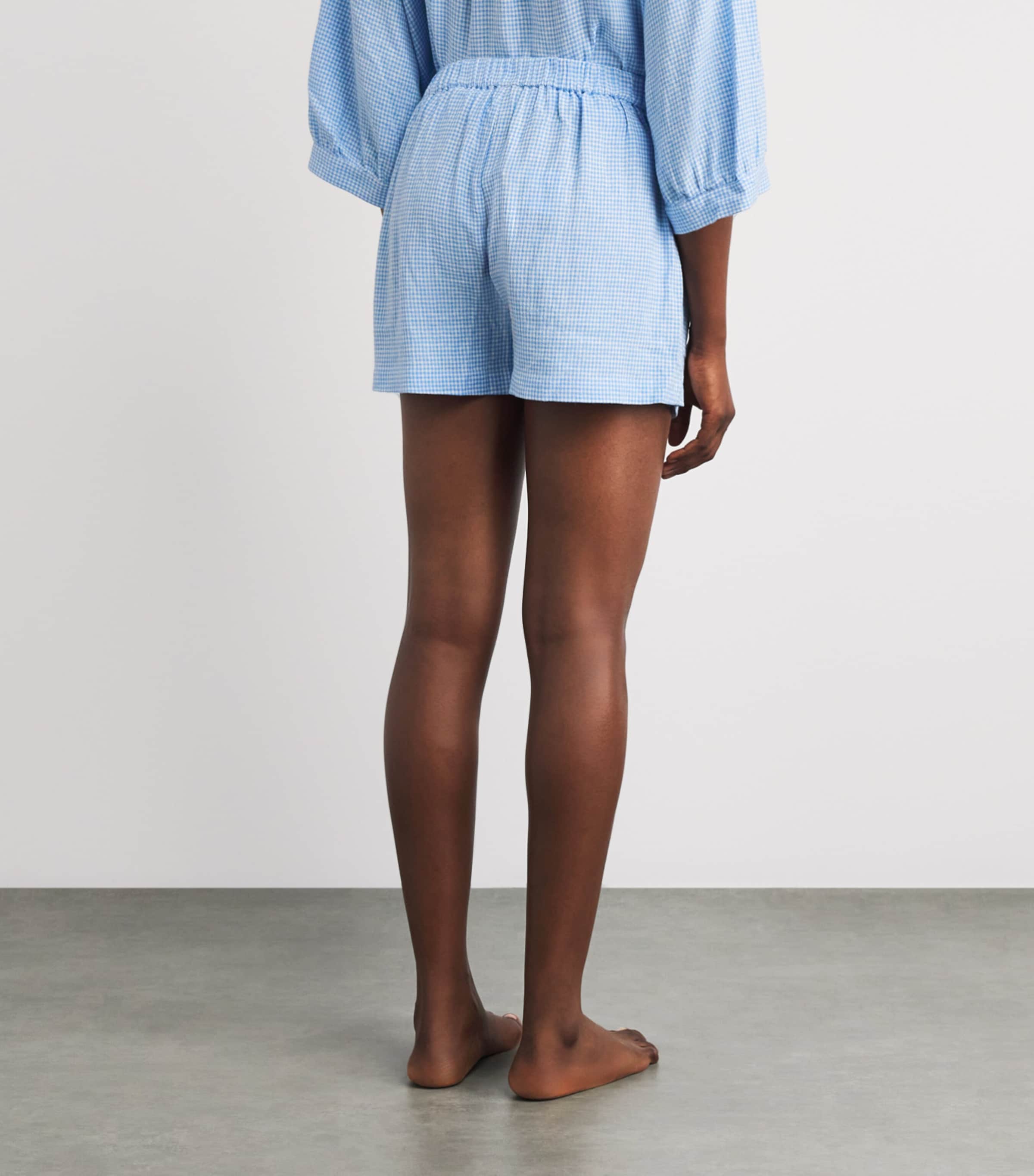 Eberjey Womens Linen-Blend Gingham Pyjama Shorts Gwsb Gingham Wh Image 5