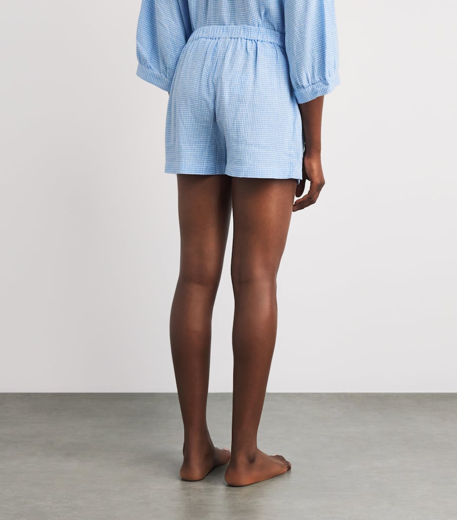 Eberjey Womens Linen-Blend Gingham Pyjama Shorts Gwsb Gingham Wh Image 5