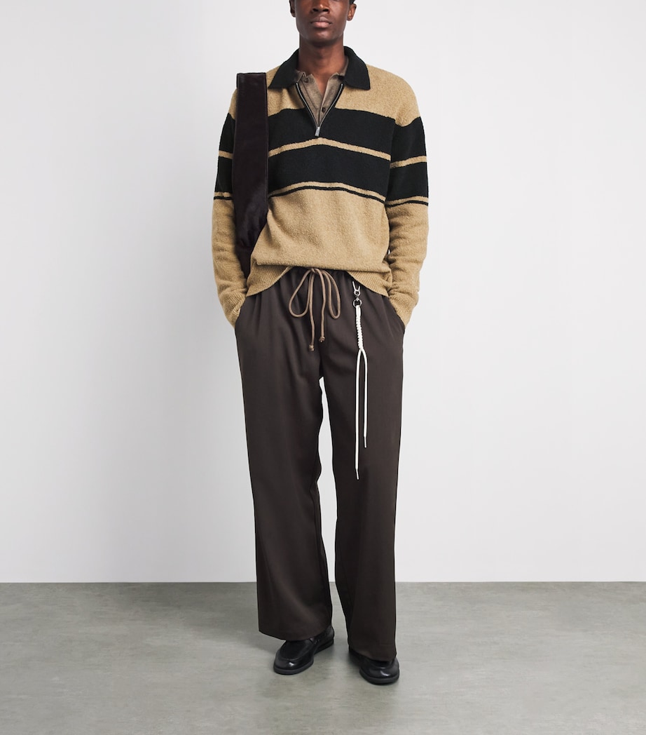Samsøe Samsøe Mens Stripe Sanino Quarter-Zip Sweater Washed Black St. Image 2