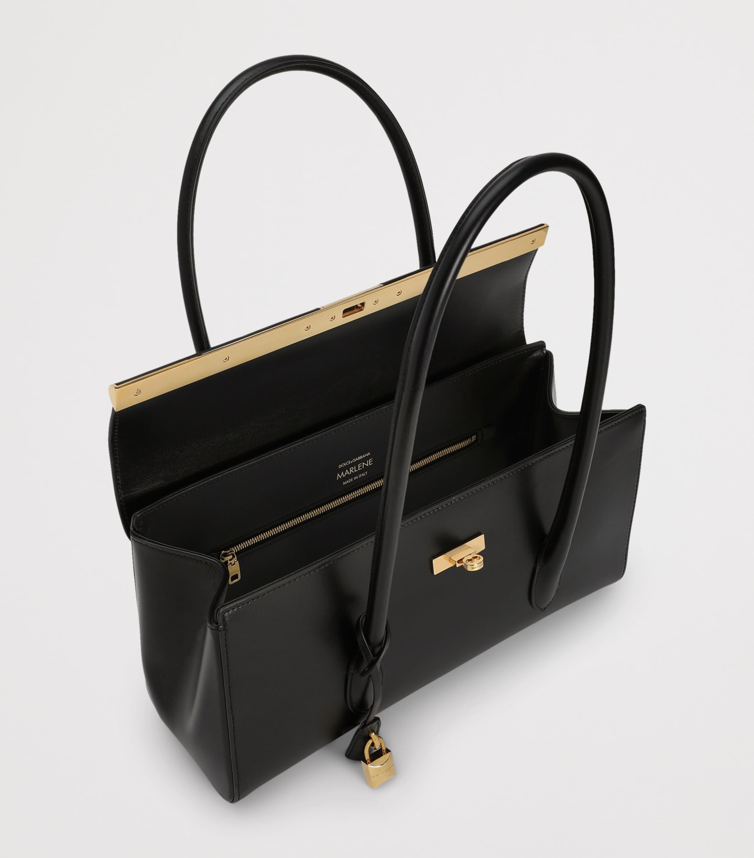 Dolce&Gabbana Womens Palmellato Calfskin Marlene Shoulder Bag Black Image 7