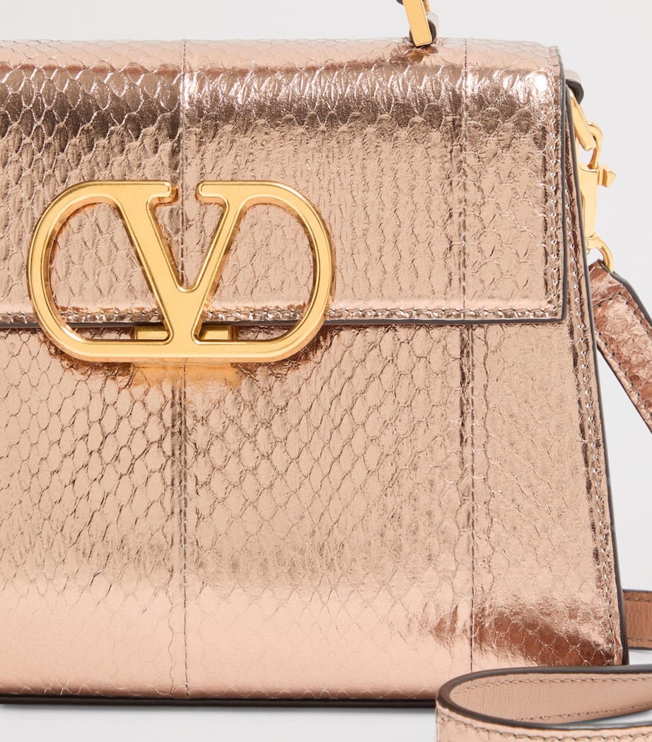 Valentino Garavani Small Snakeskin VSLING Top-Handle Bag Image 8