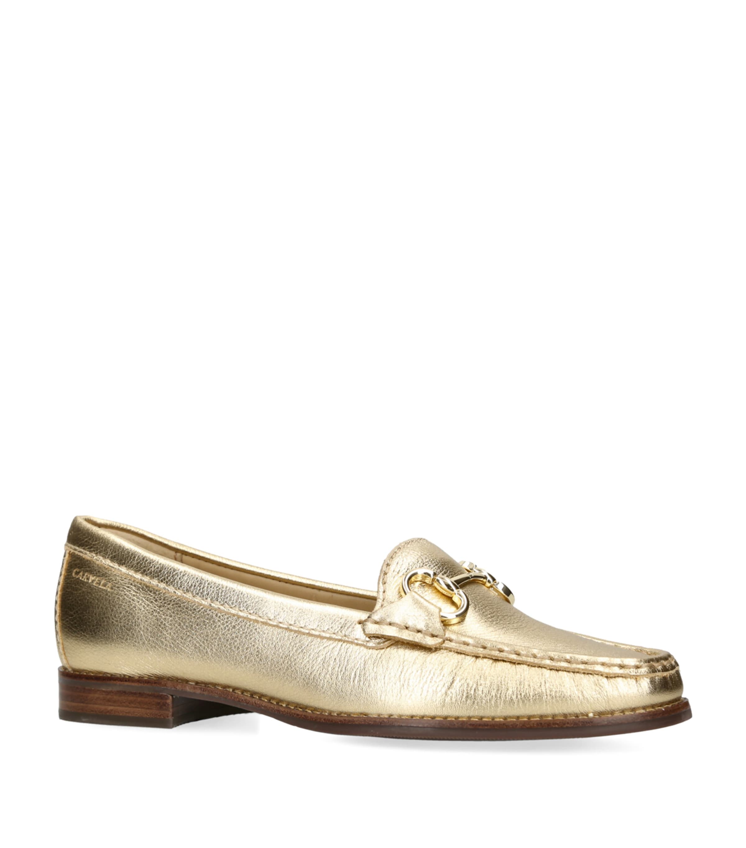 Carvela Metallic Leather Click Loafers In Gold