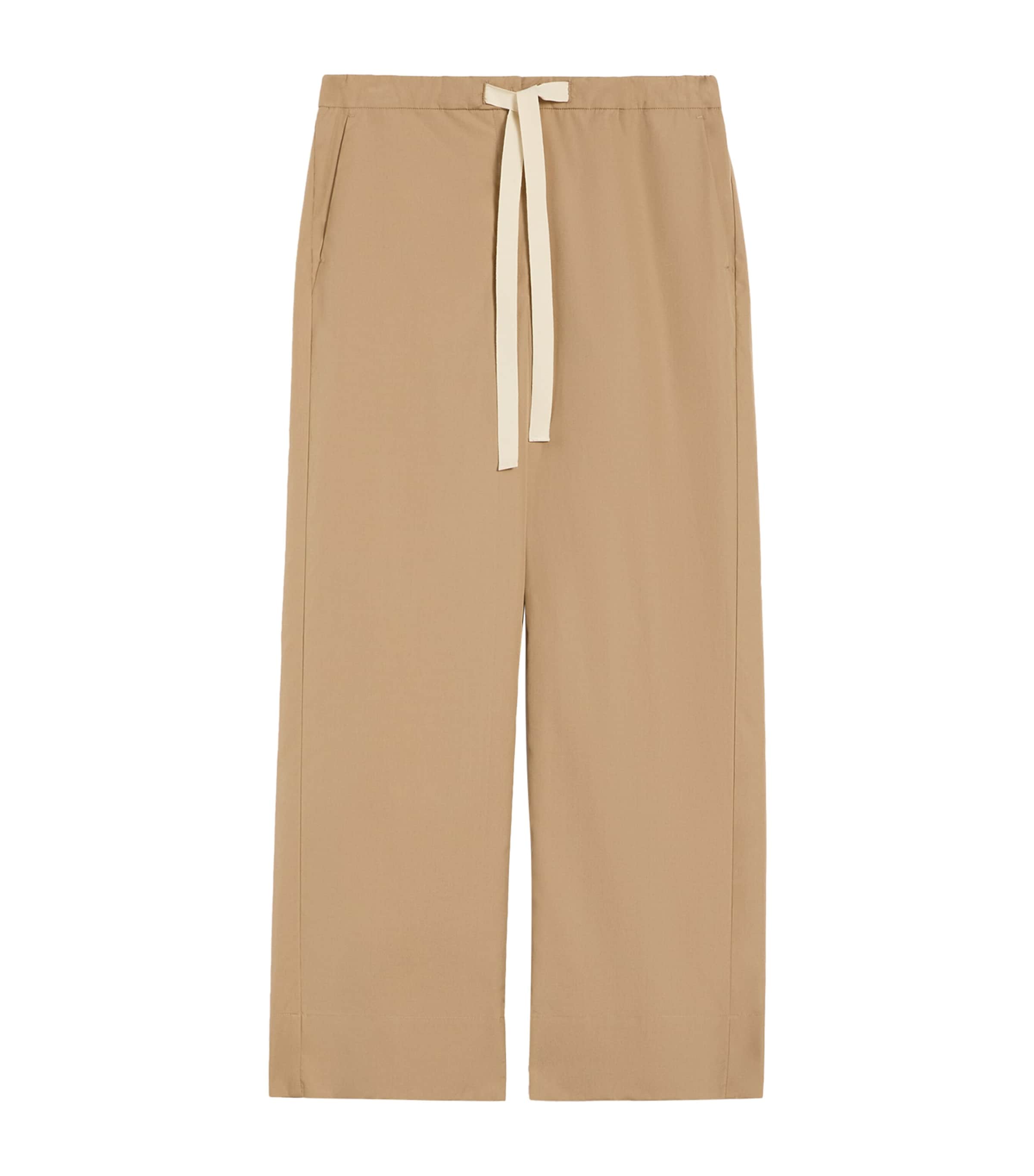 Max Mara Womens Cotton Argento Wide-Leg Trousers Desert Image 1