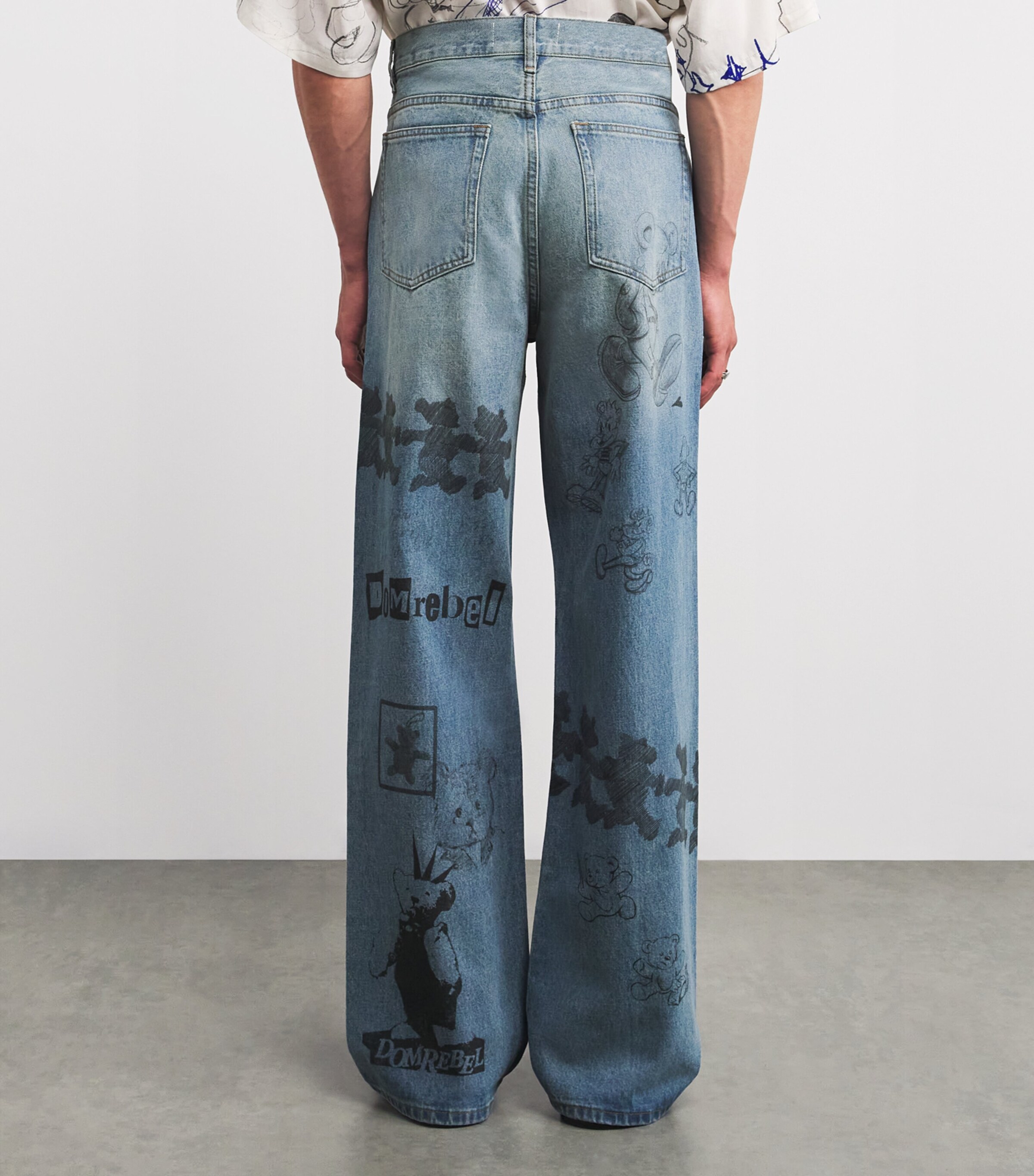 DOMREBEL Mens Sketch Bootcut Jeans Mid Blue Image 4