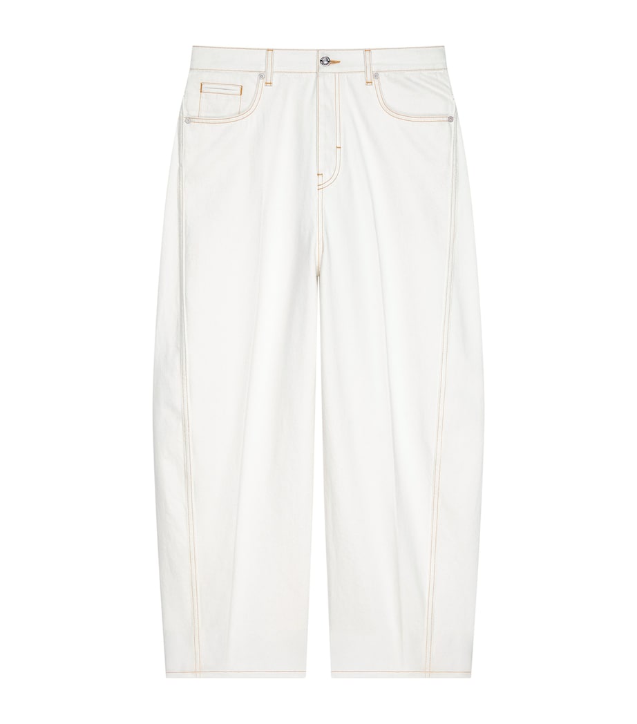 Silk Barrel-Leg Trousers WHITE Image 1