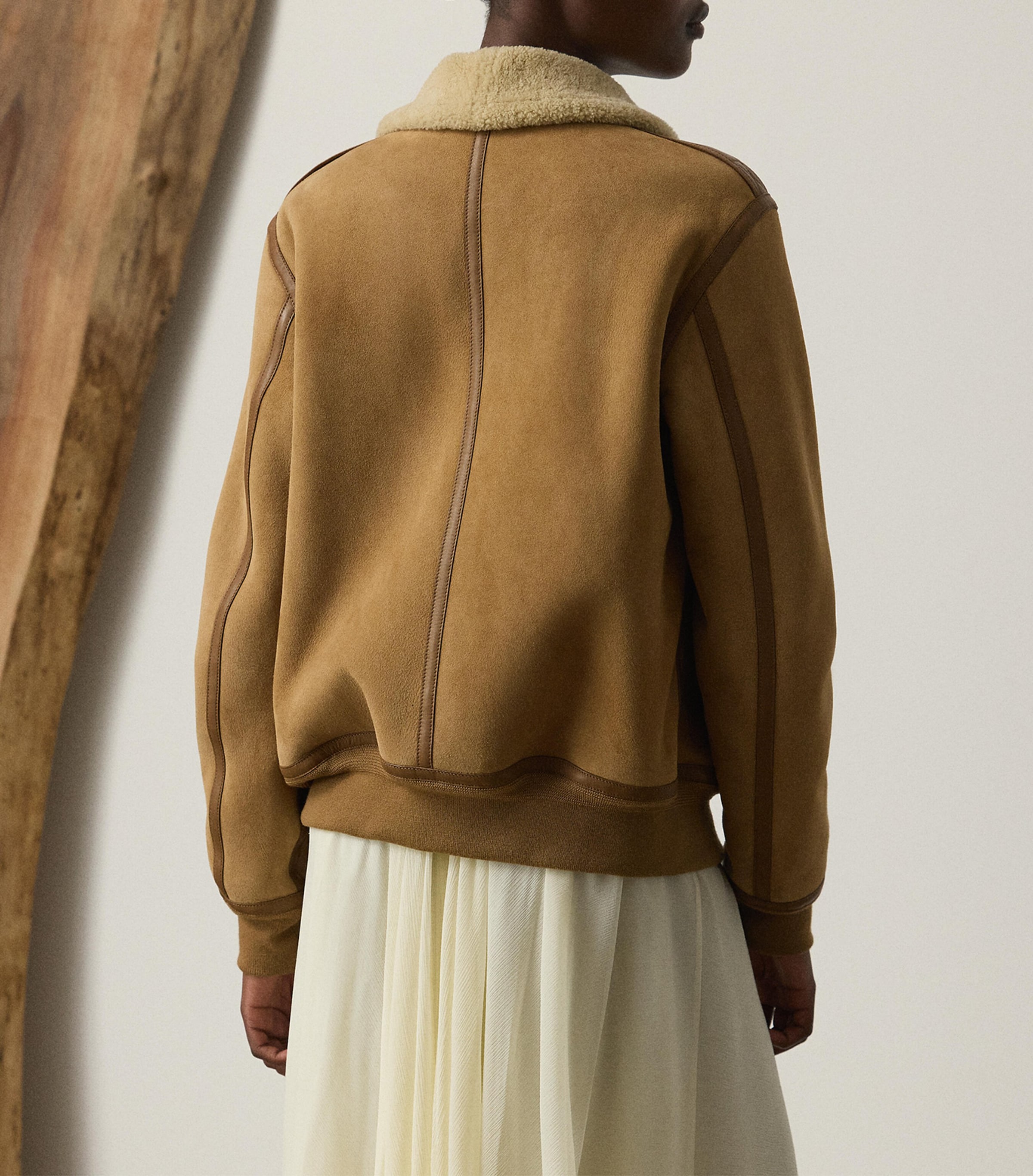 Shearling Bomber Jacket HONEY/CREAM Image 3