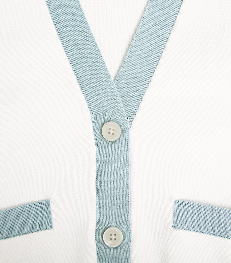 Thom Browne Womens Cotton Milano 4-Bar Cardigan White Image 6