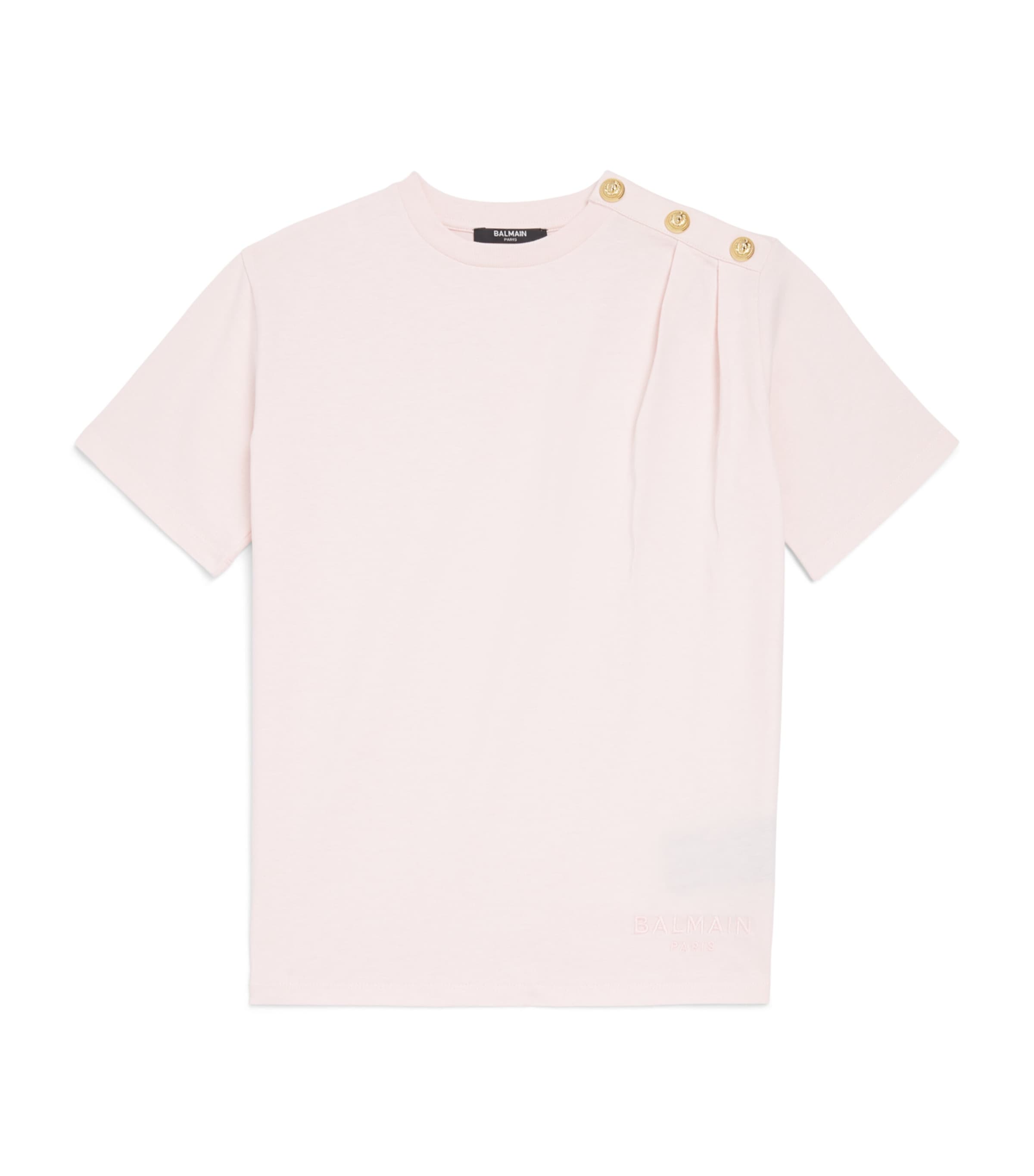 Balmain Kids Pleat-Detail T-Shirt (6-14 Years) Rosa/oro Image 1
