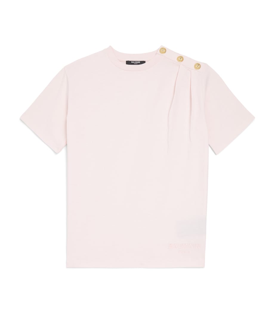 Balmain Kids Pleat-Detail T-Shirt (6-14 Years) Rosa/oro Image 1