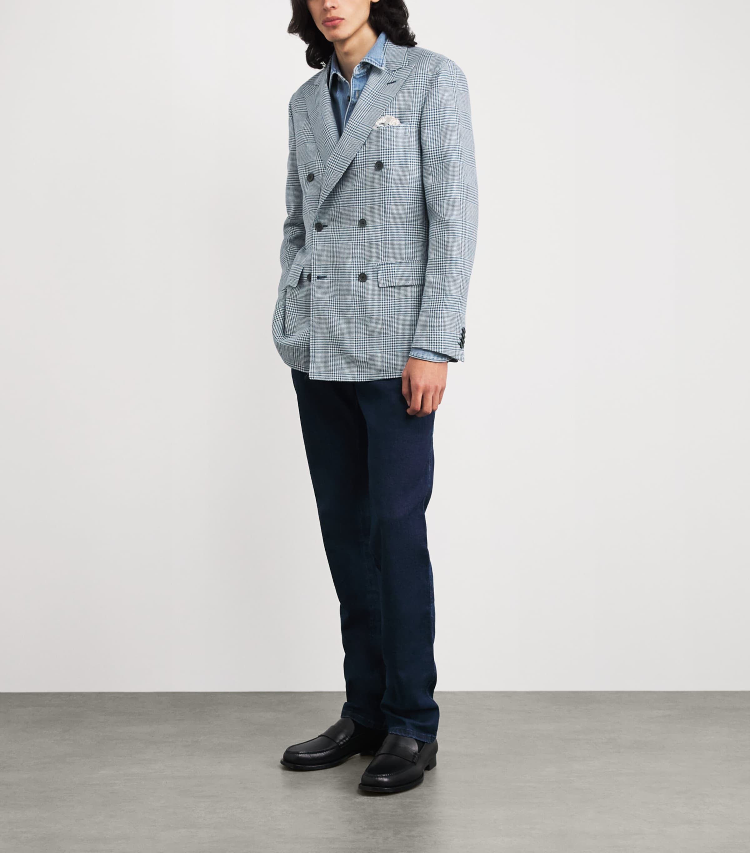 Brioni Mens Wool-Silk-Linen Soffio Blazer Image 2