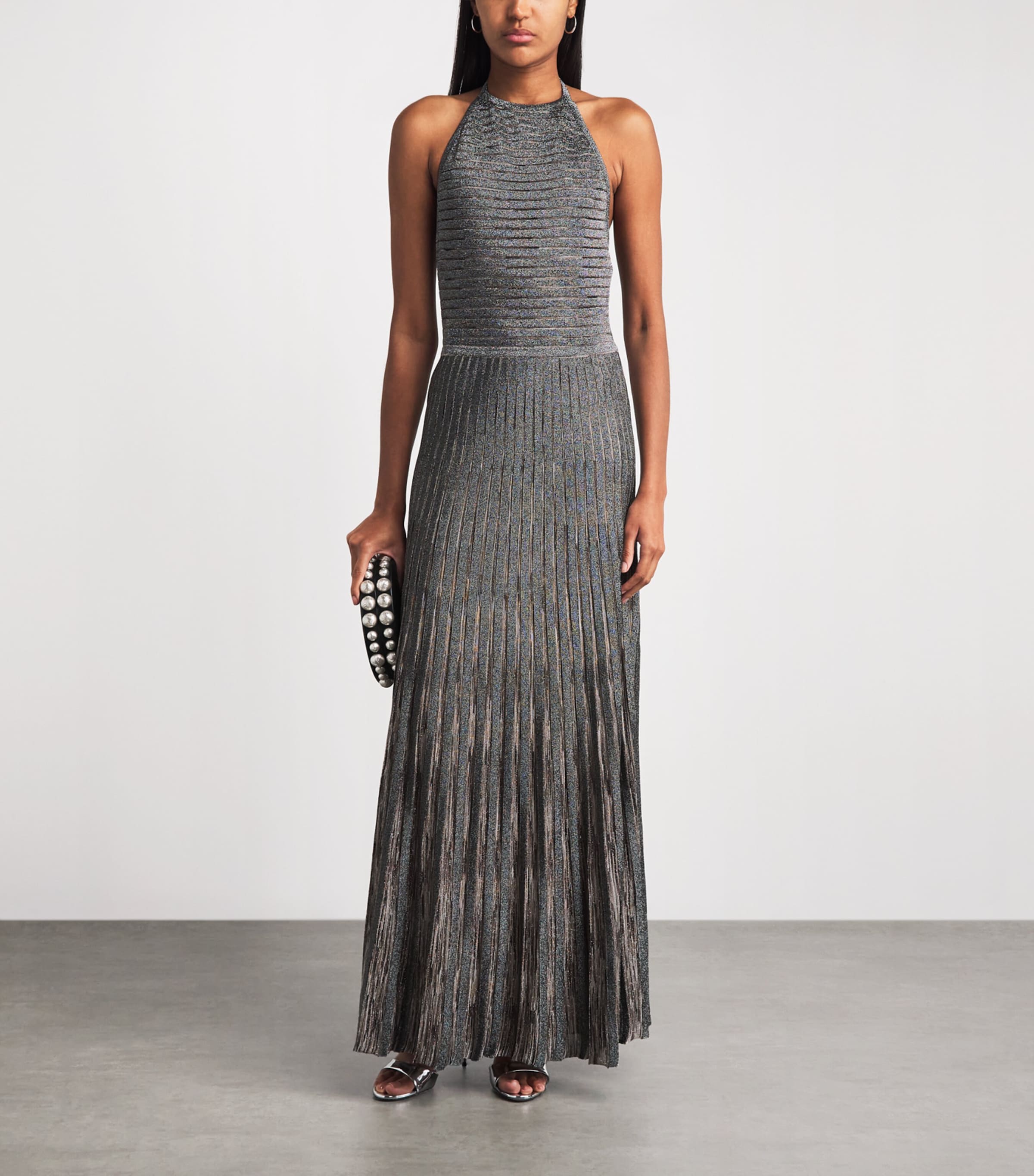 Missoni Womens Lamé Open-Back Maxi Dress Beige Tones Image 2