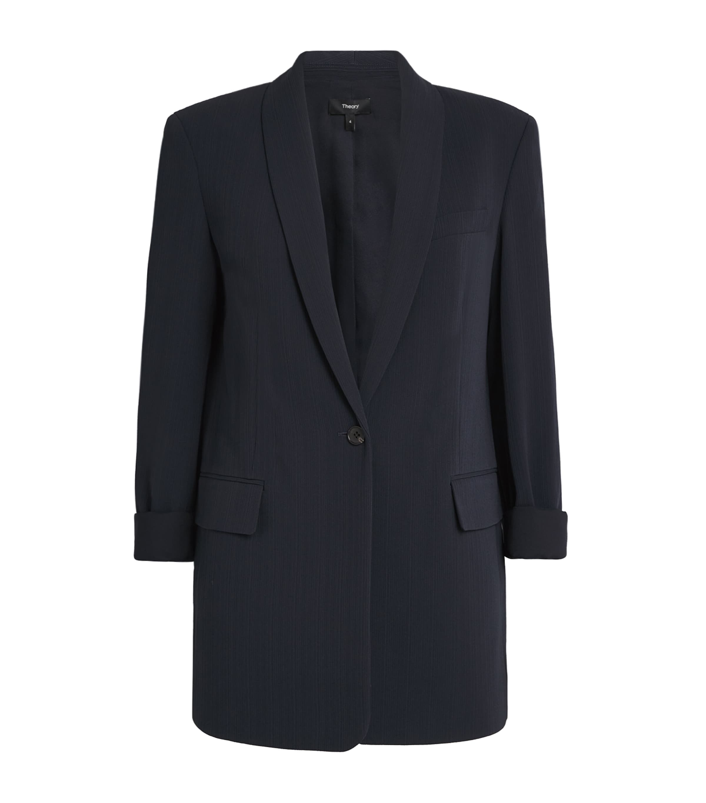 Shop Theory Single-breasted Blazer In Navy