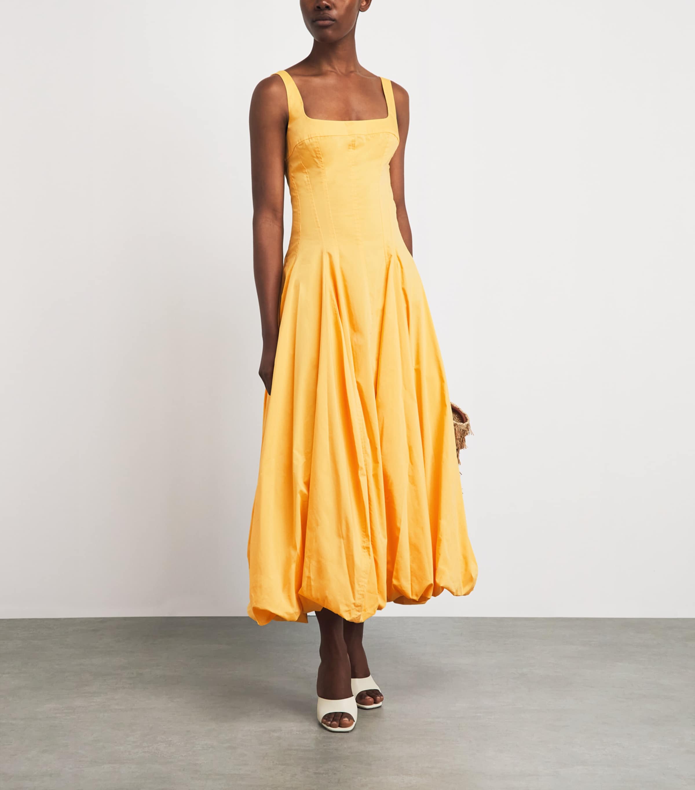 Simkhai Womens Cotton Bubble-Hem Hally Midi Dress Mango Image 2