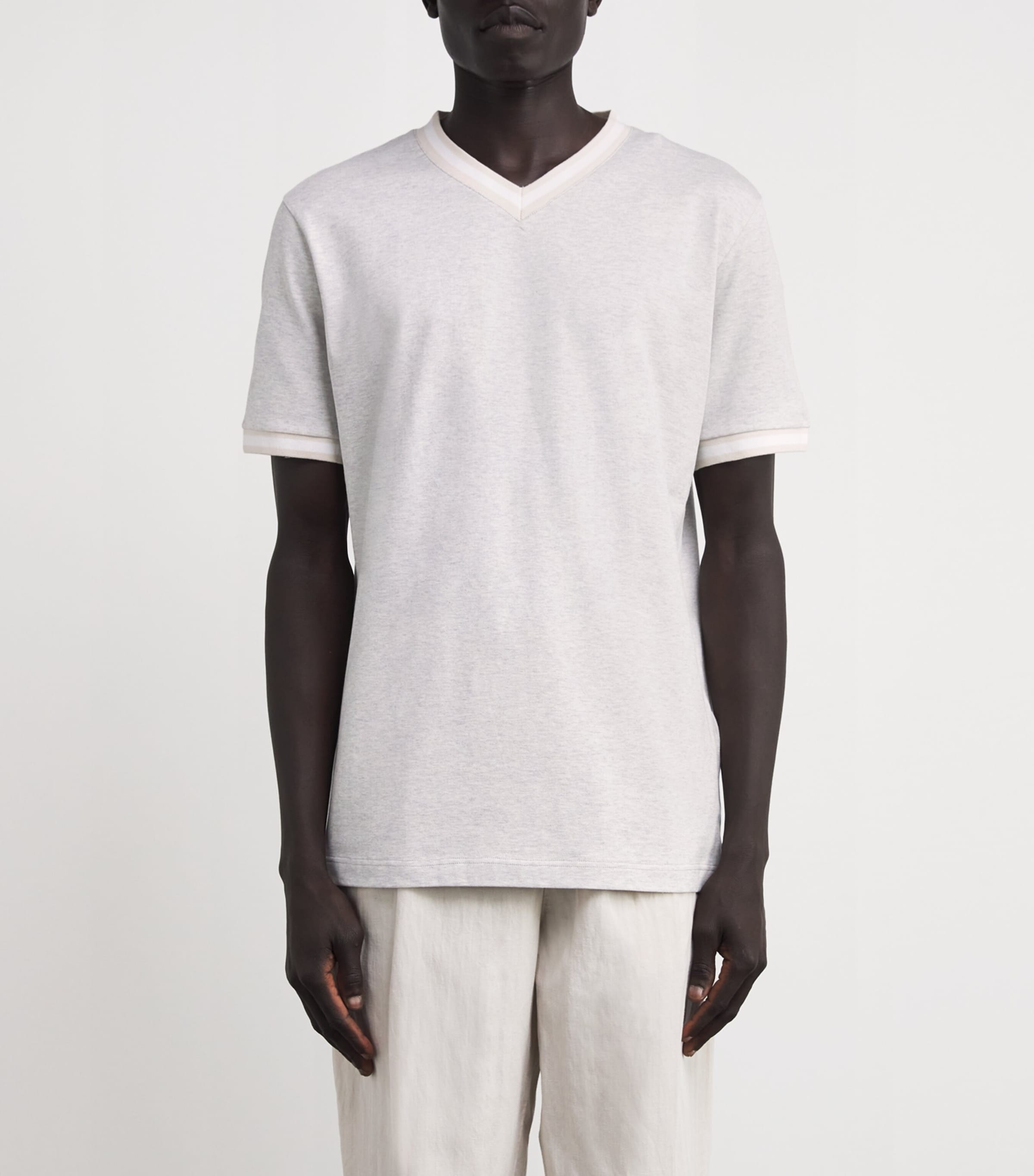 Eleventy Giza Cotton V-Neck T-Shirt | Harrods US