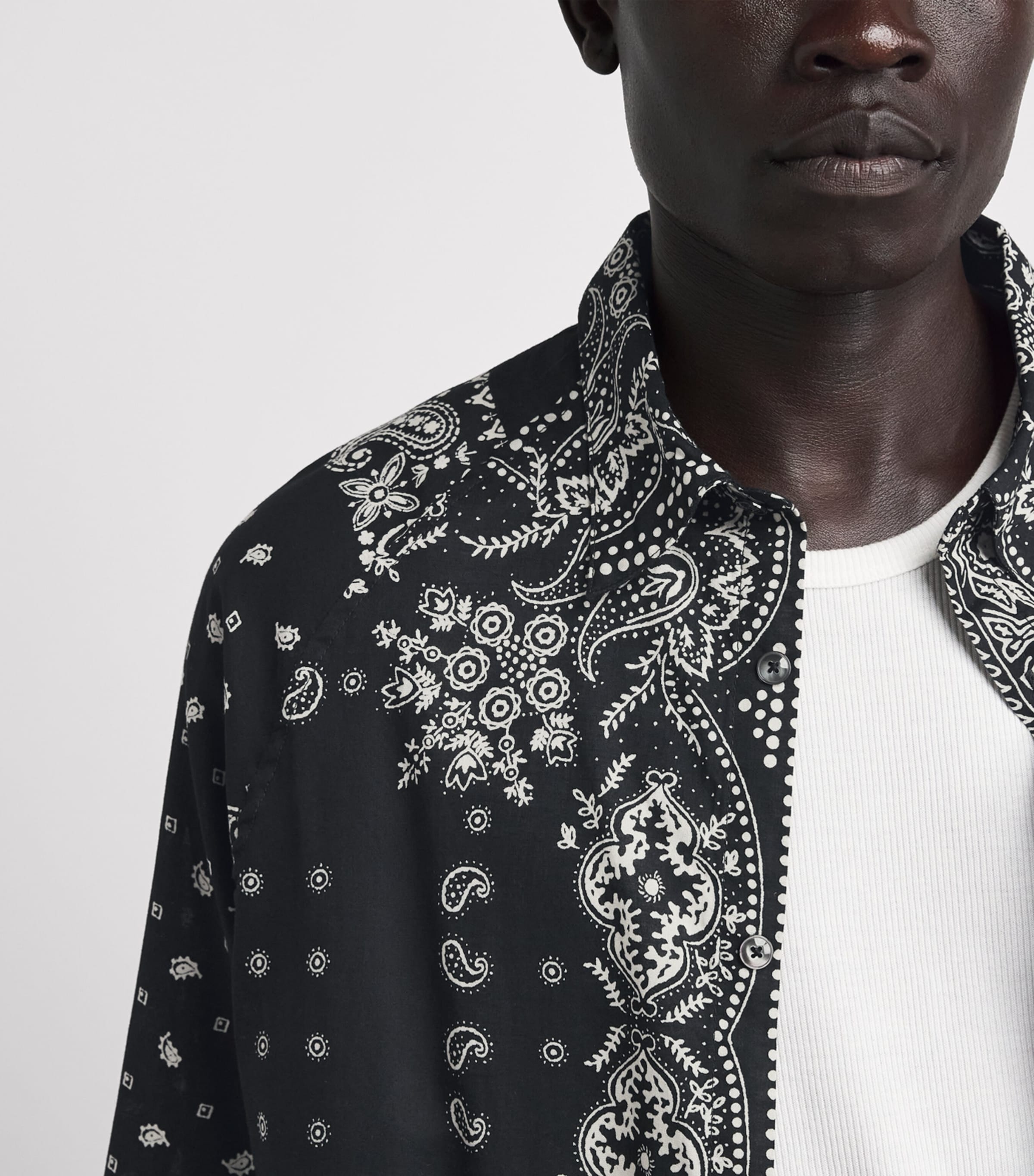 Kapital Mens Cotton Paisley Bandana Patchwork Shirt Black Image 3