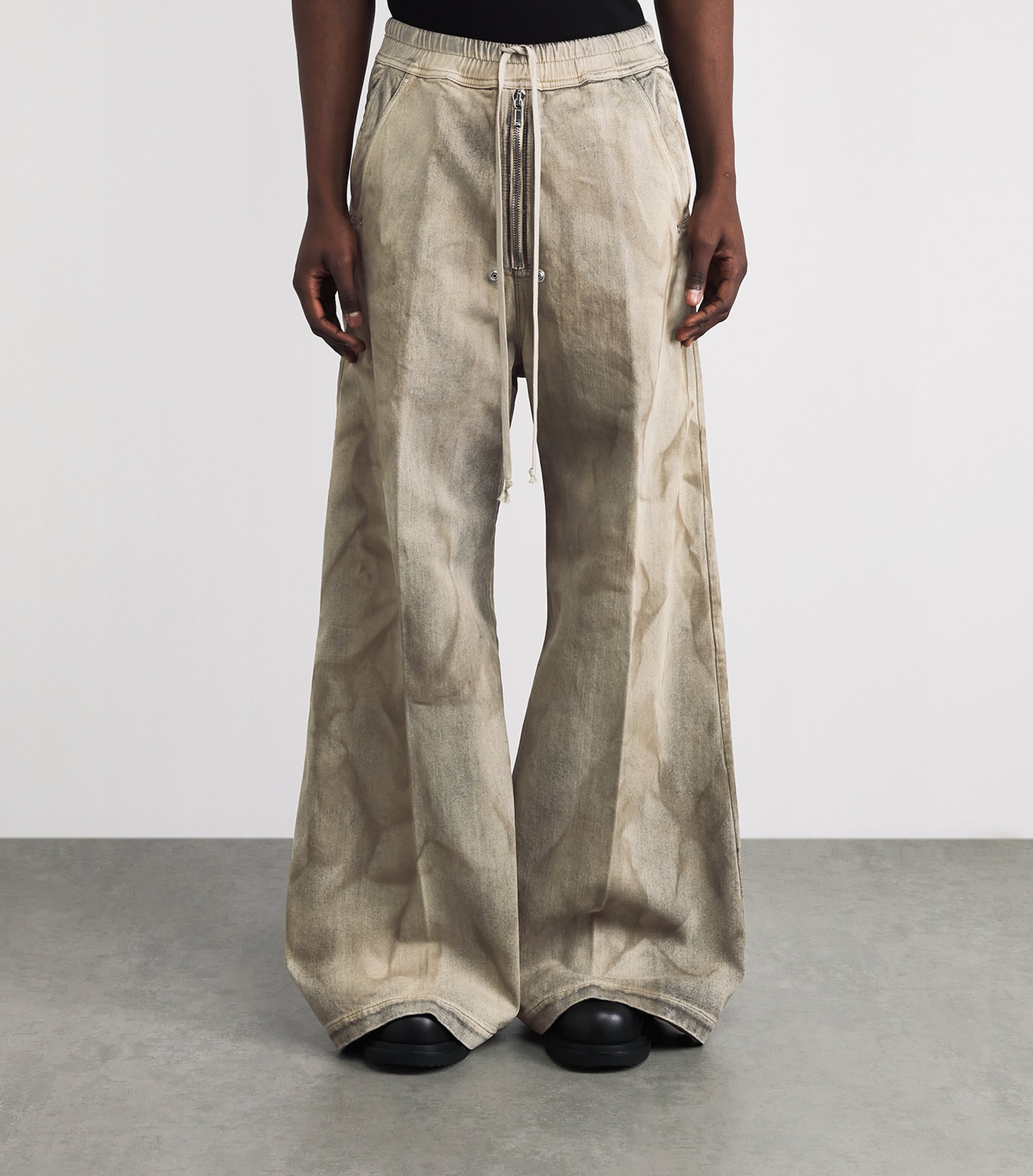 Rick Owens Mens Denim Bela Wide-Leg Trousers Dust Image 4