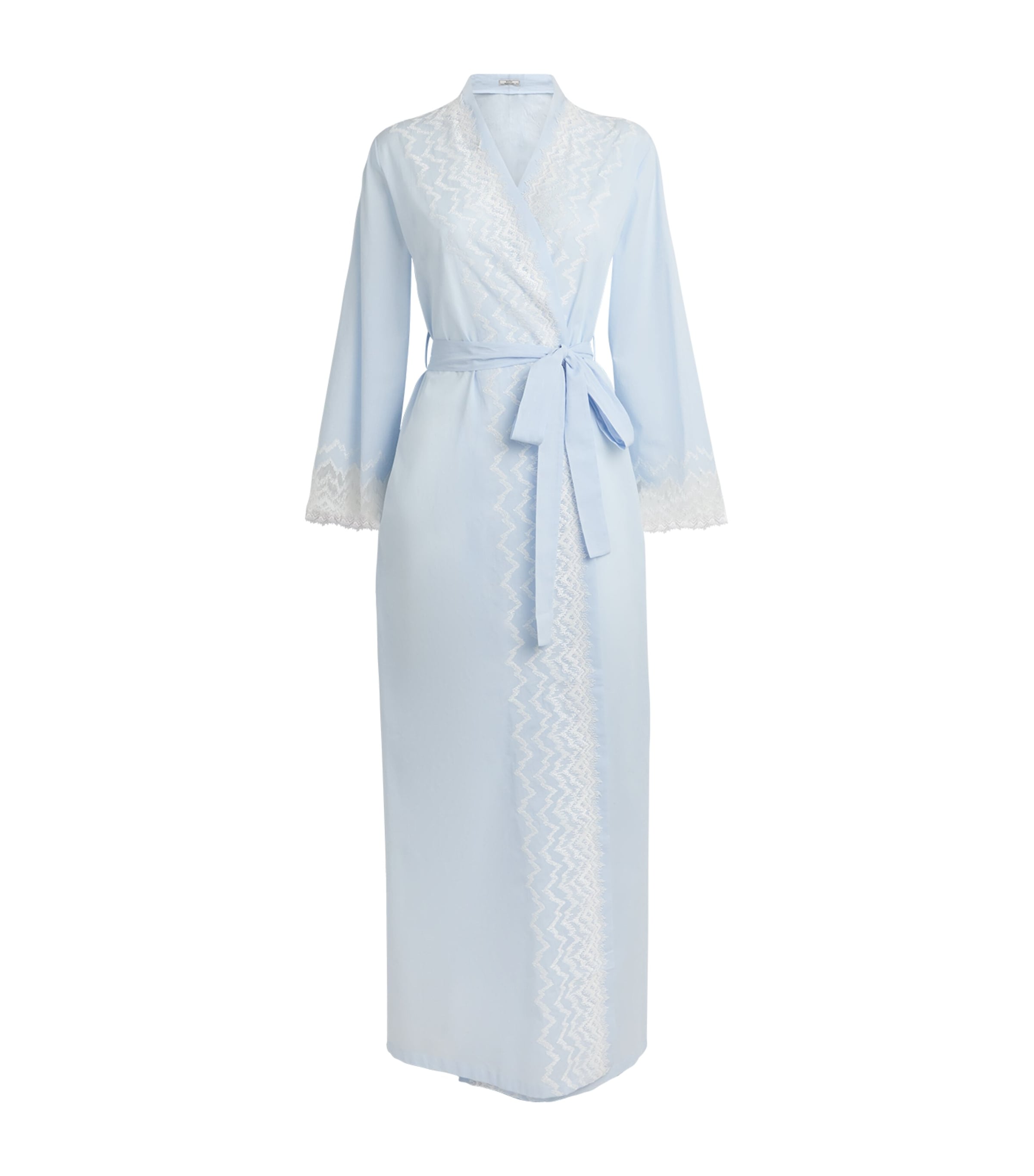 Bocan Womens Cotton Lace-Trim Yasmine Robe Baby Blue Image 1
