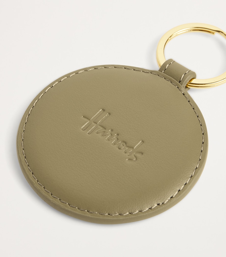 Harrods Smooth Leather Logo Keyring Olive Image 2