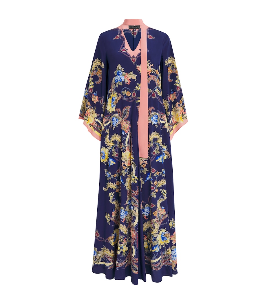 Etro Womens Silk Paisley Maxi Dress Print/blue Bs Image 1