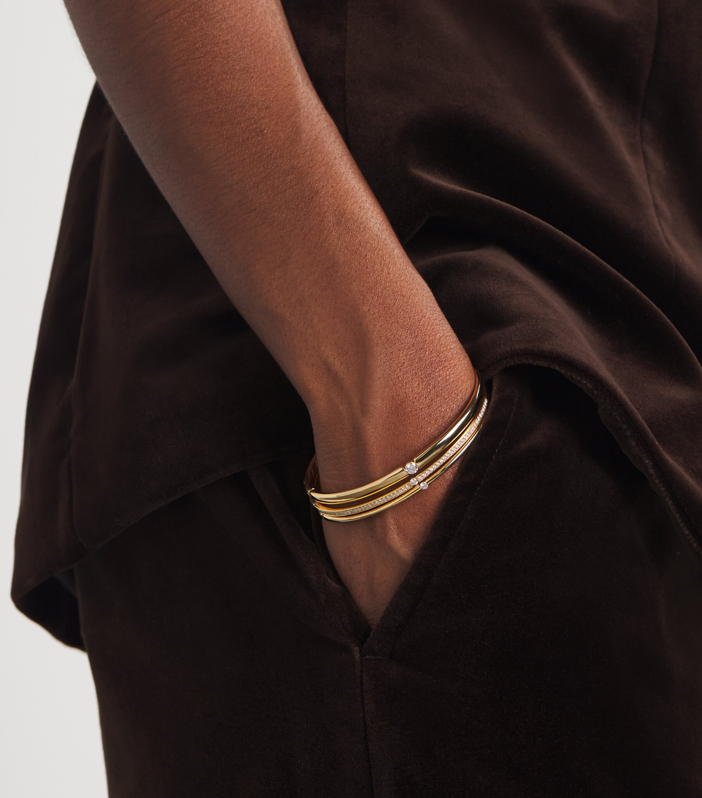 Small Yellow Gold and Diamond Zeus Bangle YELLOW GOLD Image 5