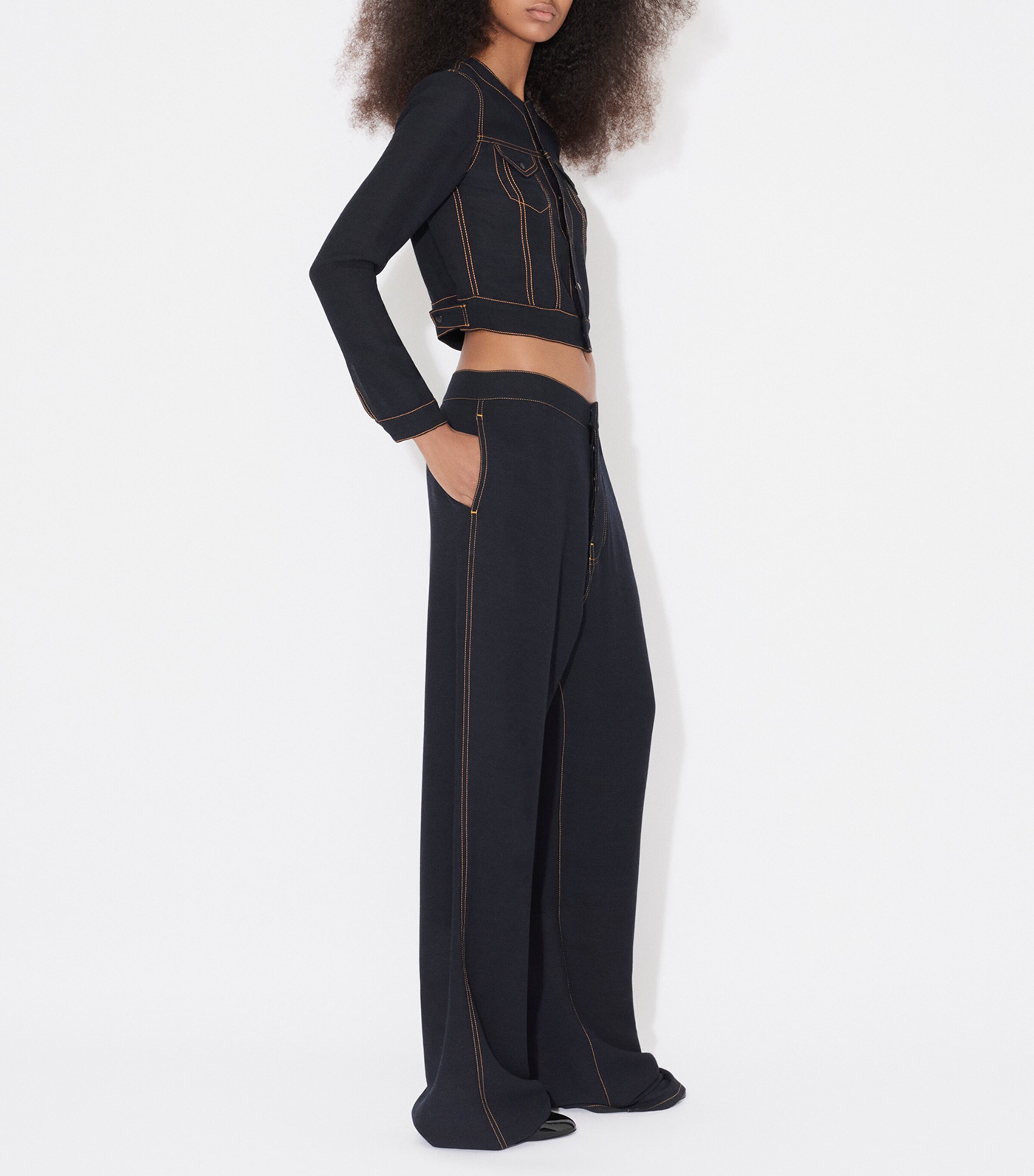 Wool-Blend Cropped Jacket MARINE FONCE Image 4