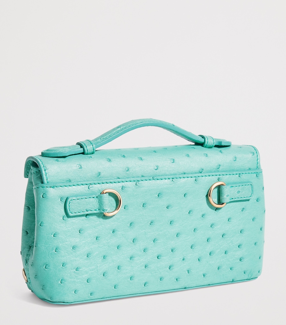 Ostrich Leather Top-Handle Bag TIFF BLUE Image 3