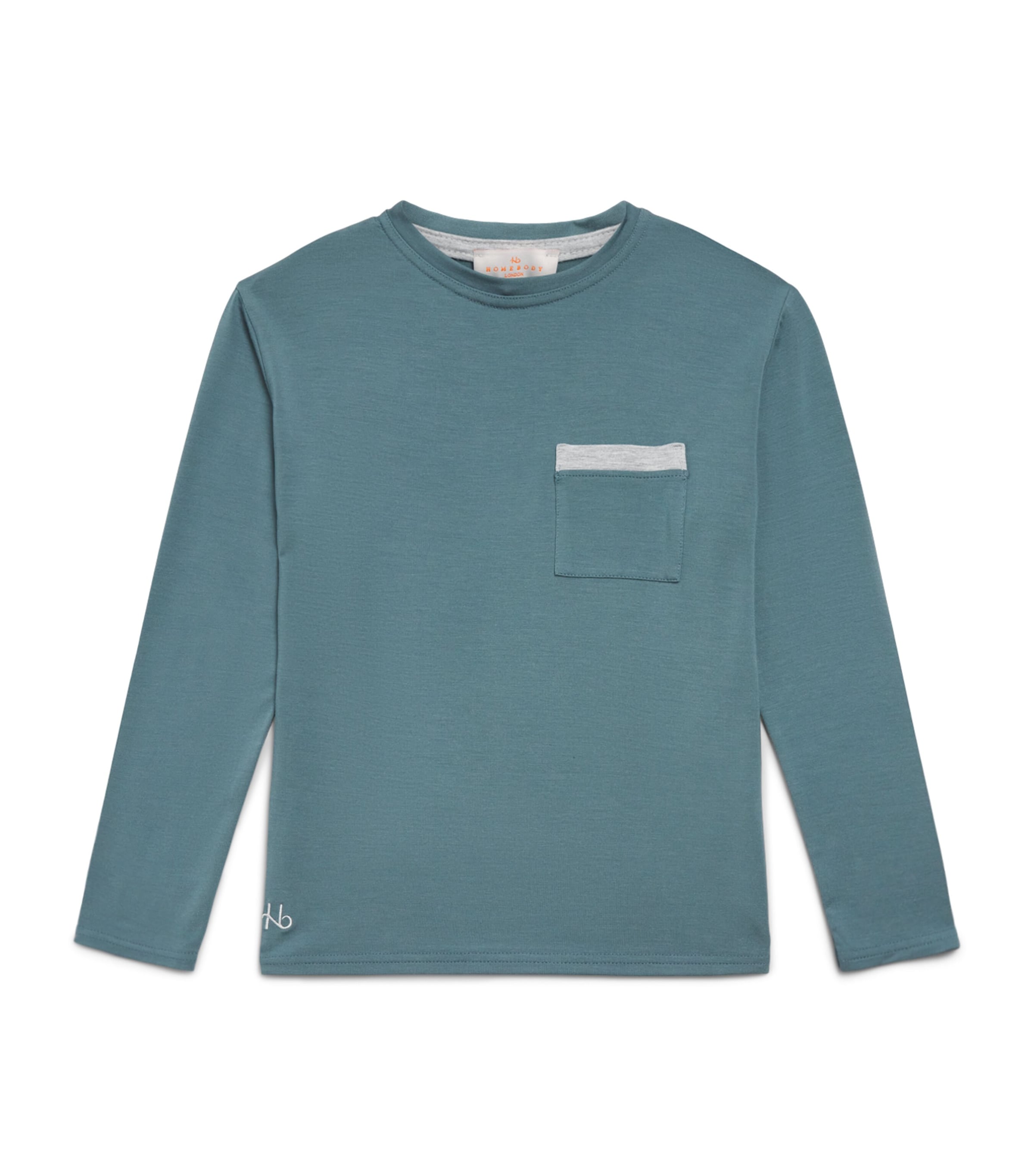 Homebody Kids Contrast-Detail Pyjama Top Teal Mist Image 1