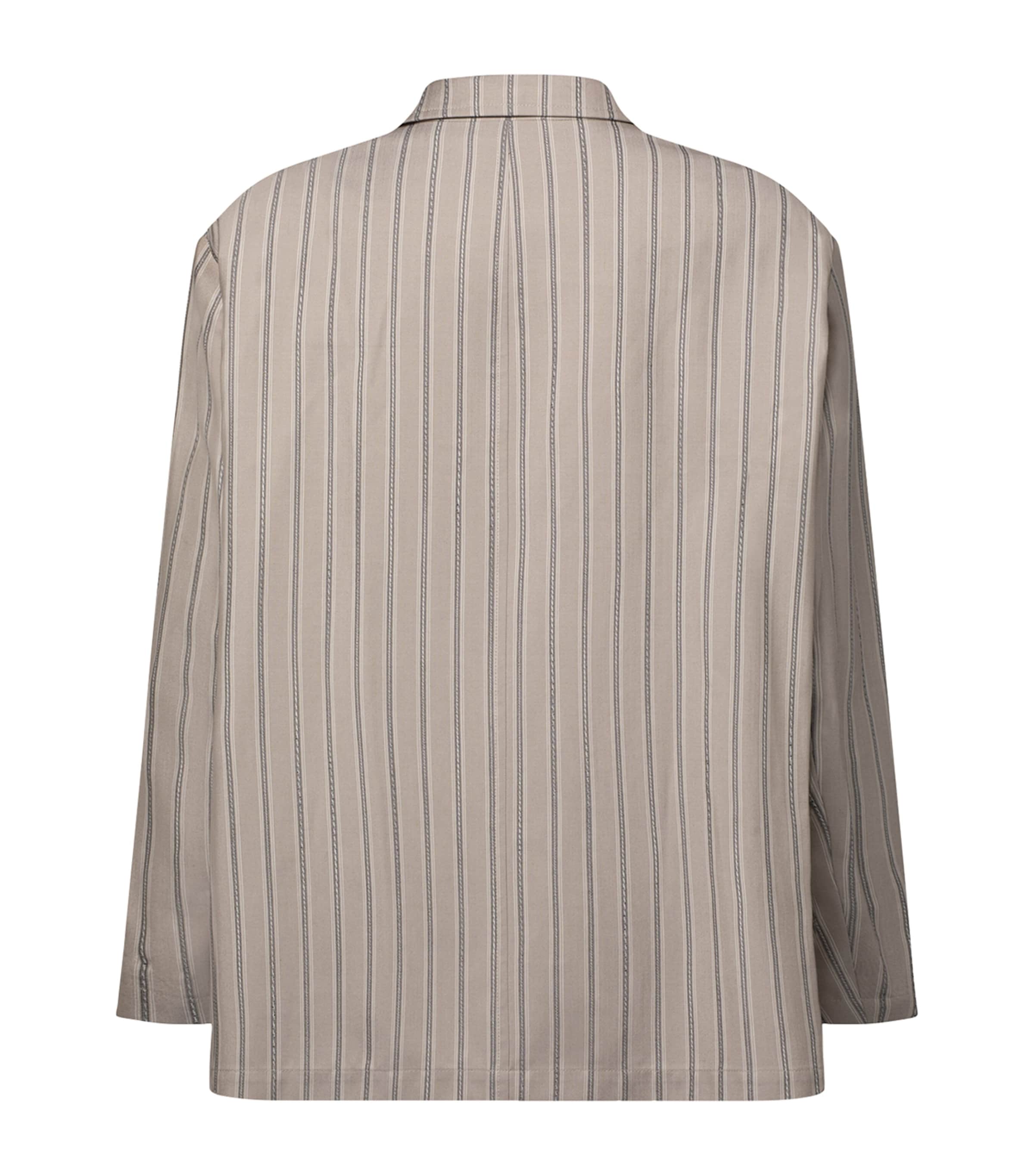 LOUIS VUITTON Mens Wool-Silk Stripe Blazer Camel Brown Image 3