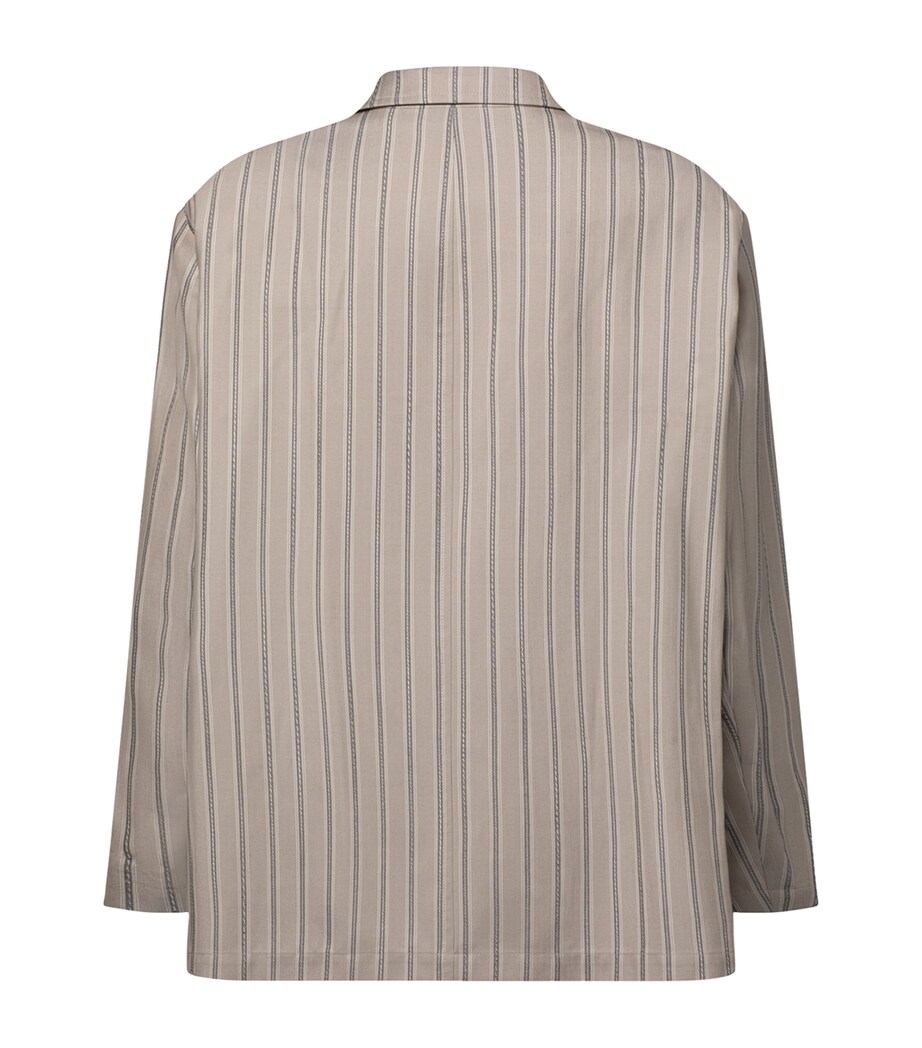 LOUIS VUITTON Mens Wool-Silk Stripe Blazer Camel Brown Image 3