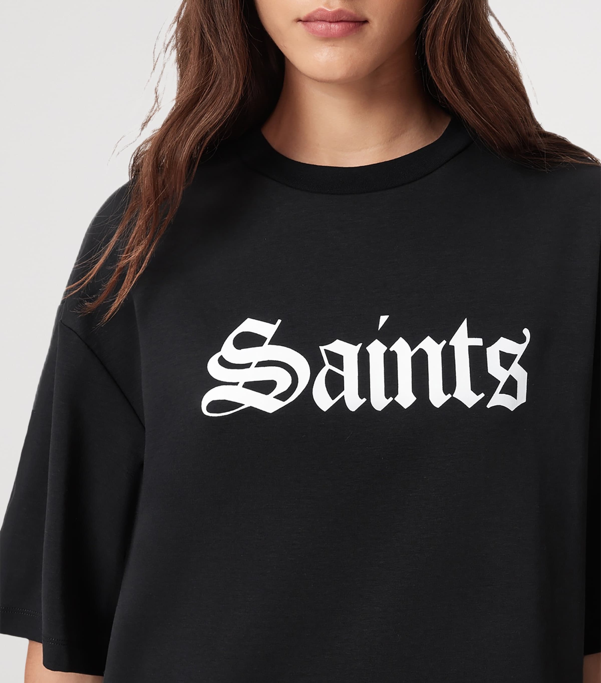 AllSaints Womens Cotton Amelie T-Shirt Black Image 6