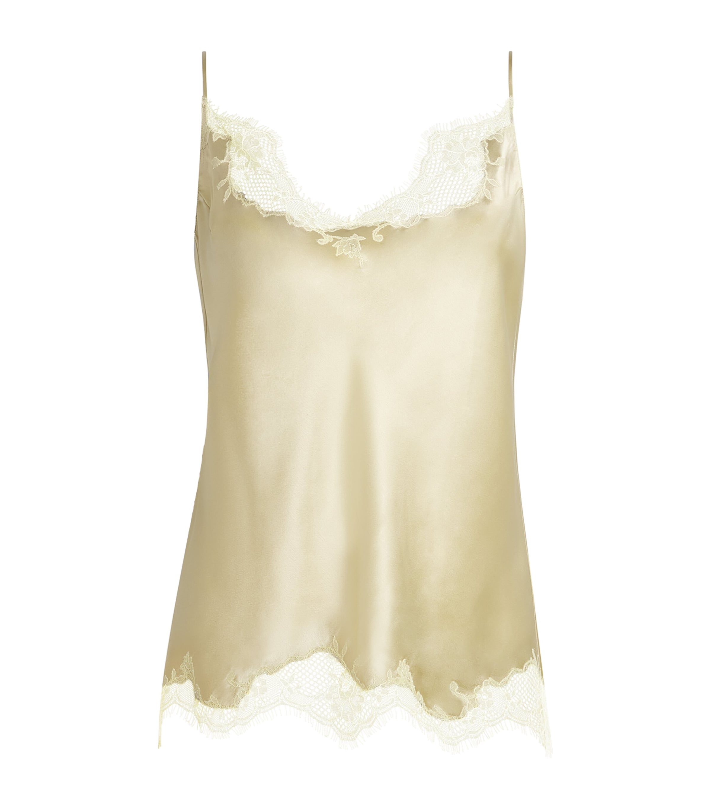Carine Gilson Womens Silk Lace-Trim Louise Camisole Lime / Citron Image 1