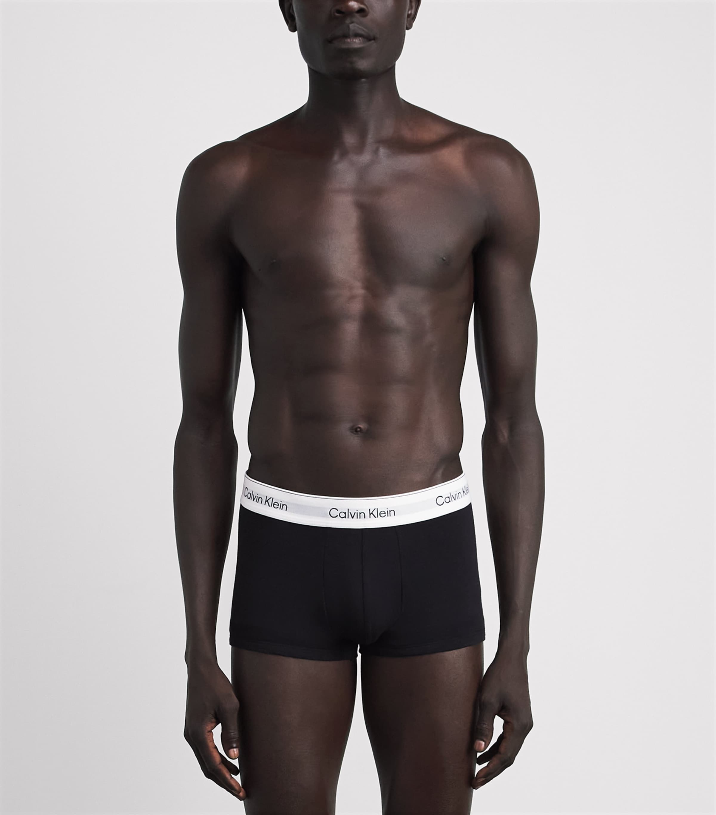 Calvin Klein Mens Stretch-Cotton Icon Trunks (Pack of 5) Black W/white W Image 2