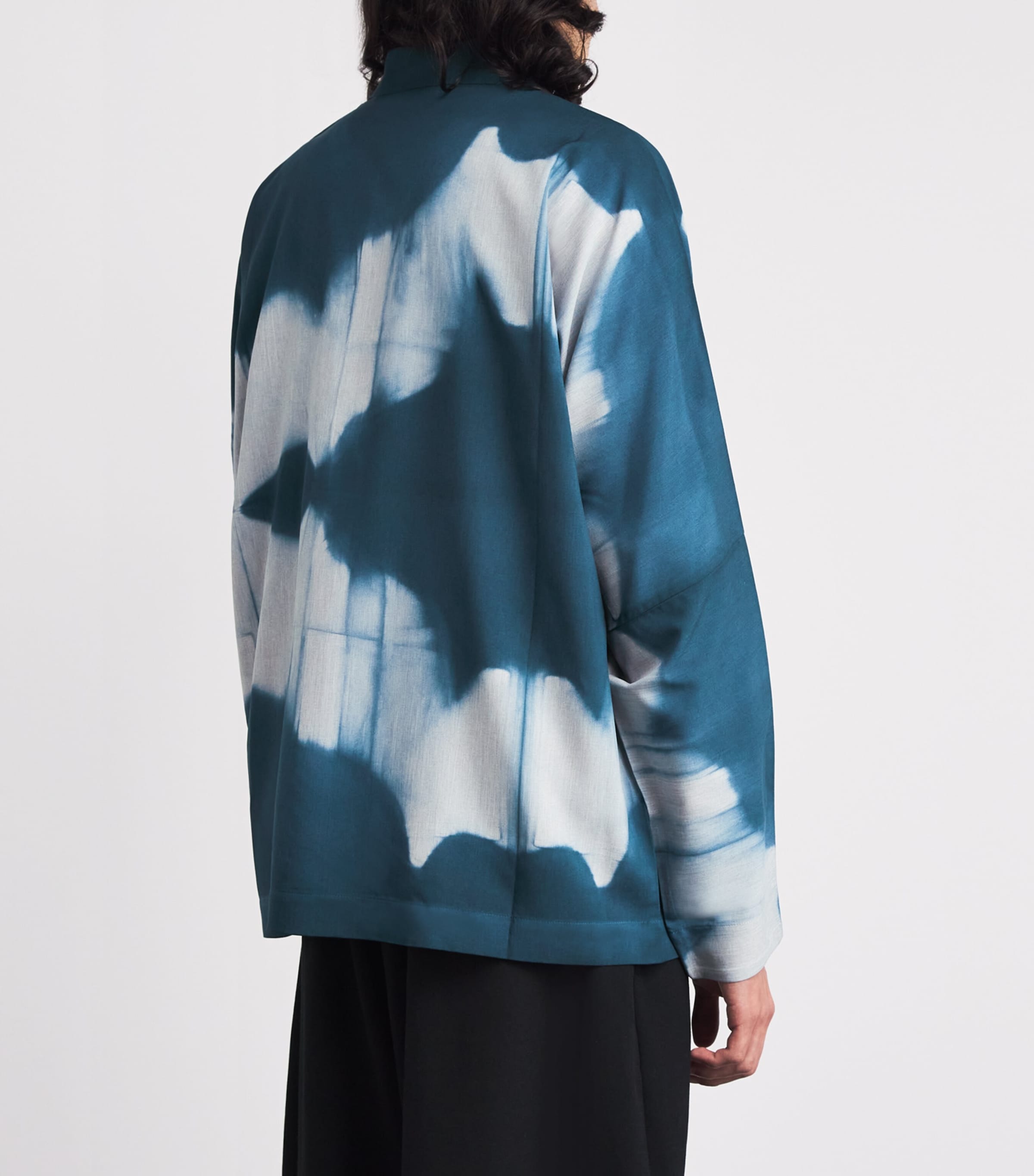 IM MEN Mens Shibori-Dyed Itajime Shirt Gray Image 5