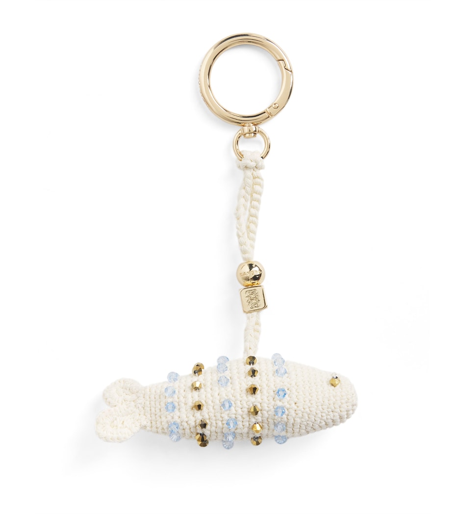 Sandro Paris Crochet Fish Keyring Ecru Image 1
