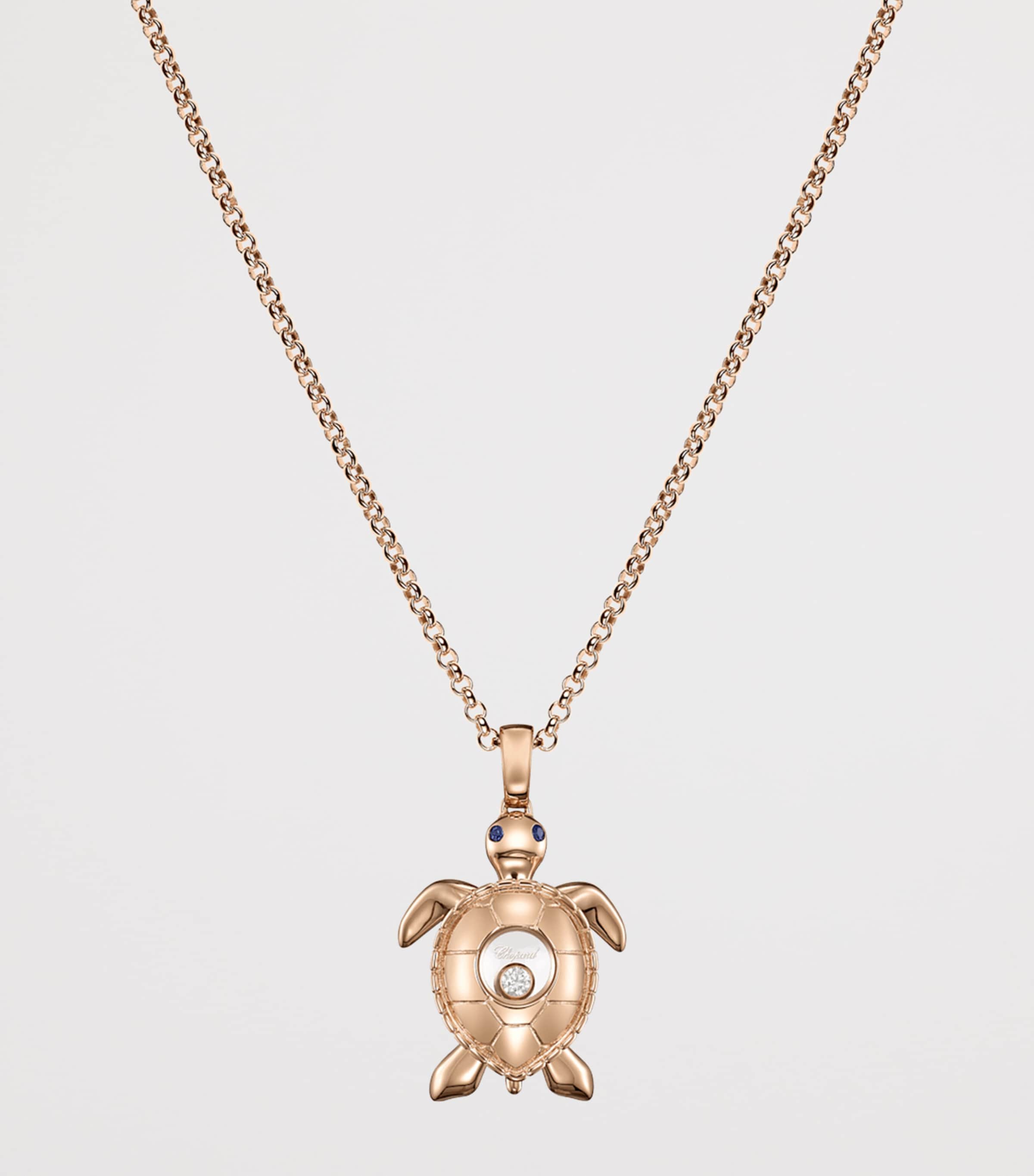 Rose Gold and Diamond Happy Diamonds Turtle Necklace 18K ROSE GOLD Image 2