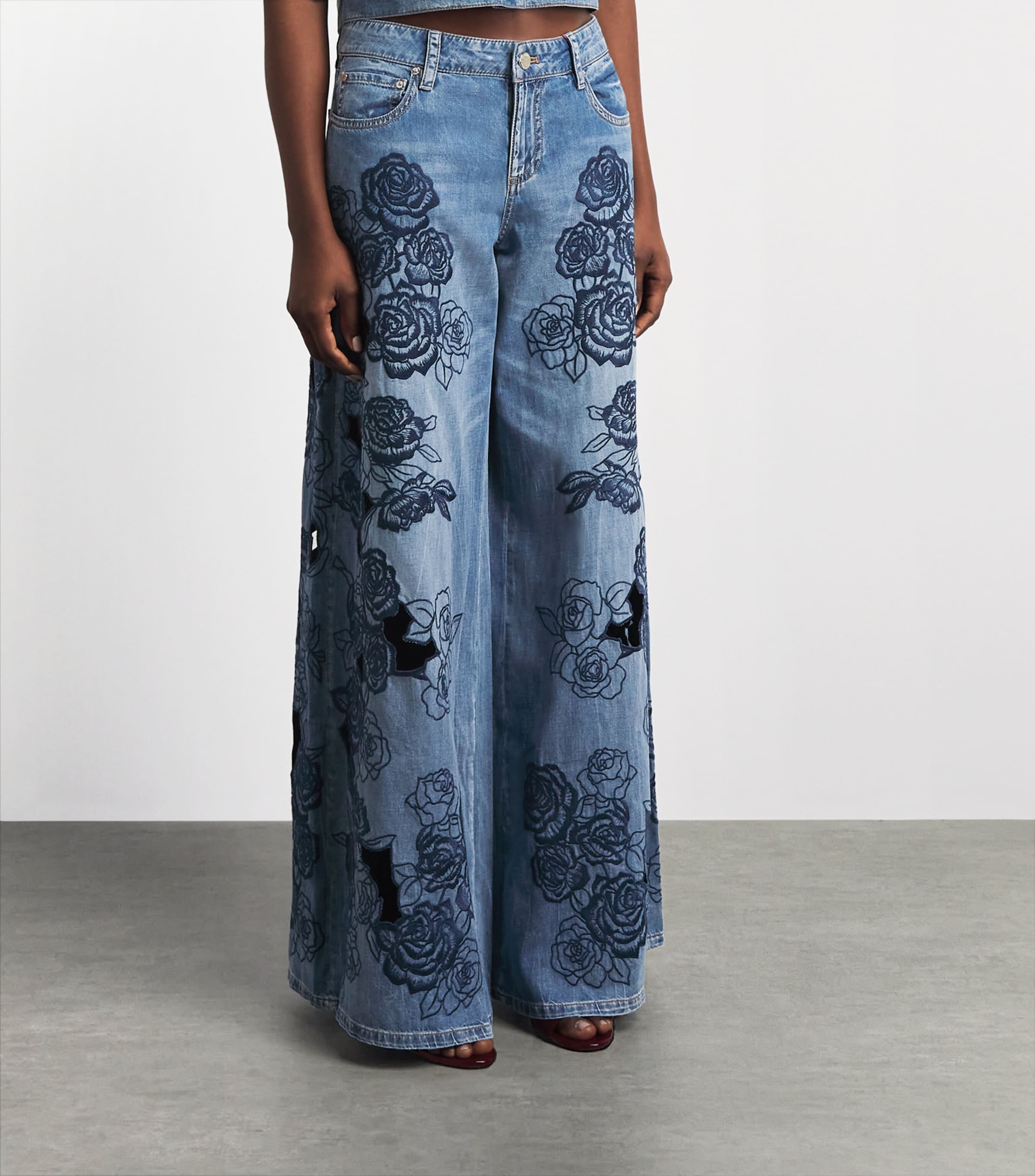 Alice+Olivia Womens Sidney Laser-Cut Jeans Brooklyn Blue Image 4
