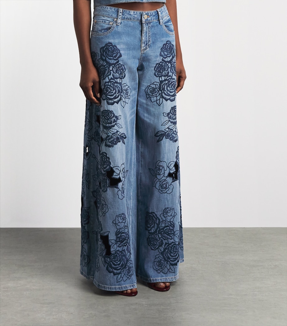 Alice+Olivia Womens Sidney Laser-Cut Jeans Brooklyn Blue Image 4