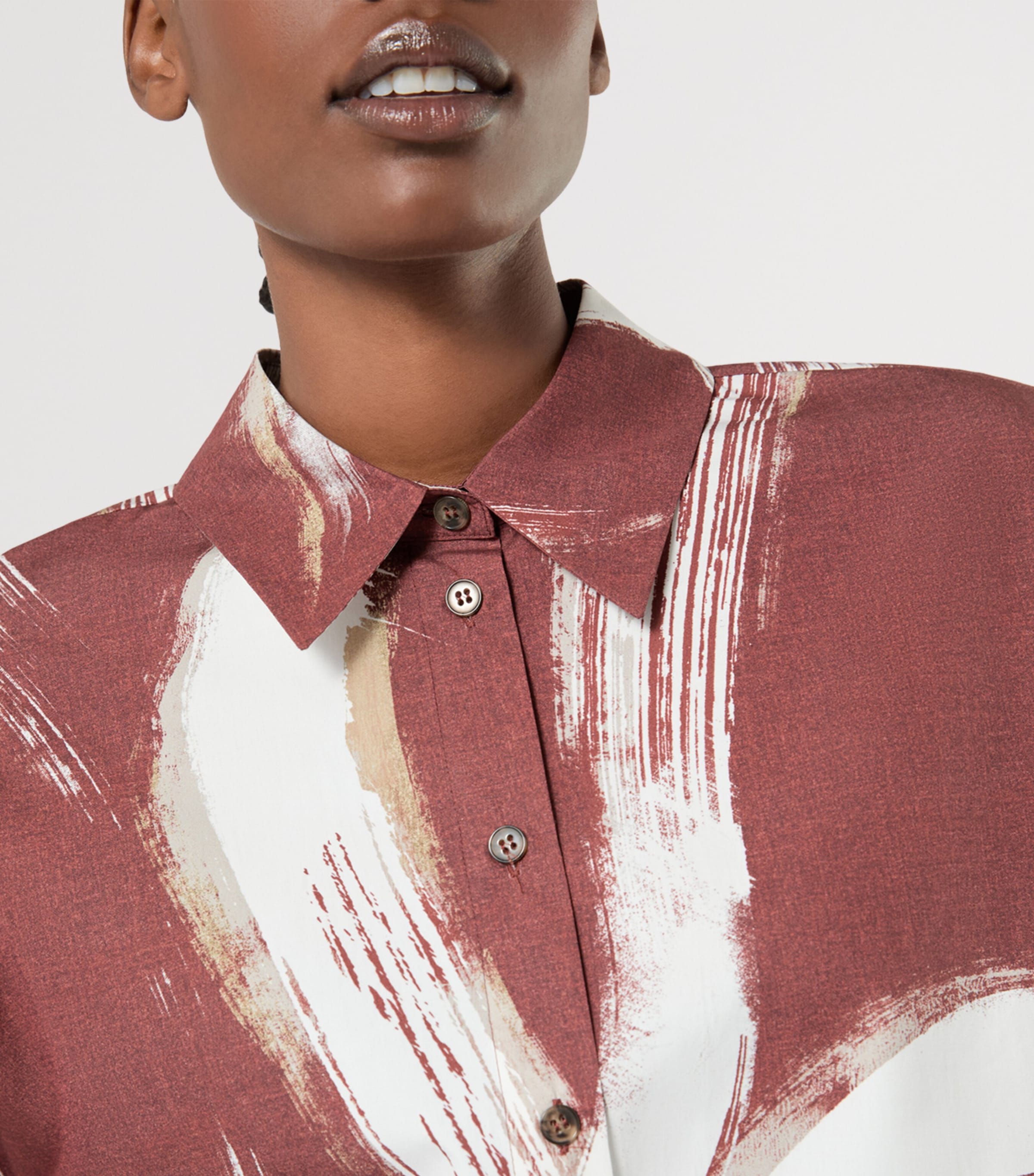 Marina Rinaldi Womens Cotton Print Shirt Brick Red Image 5