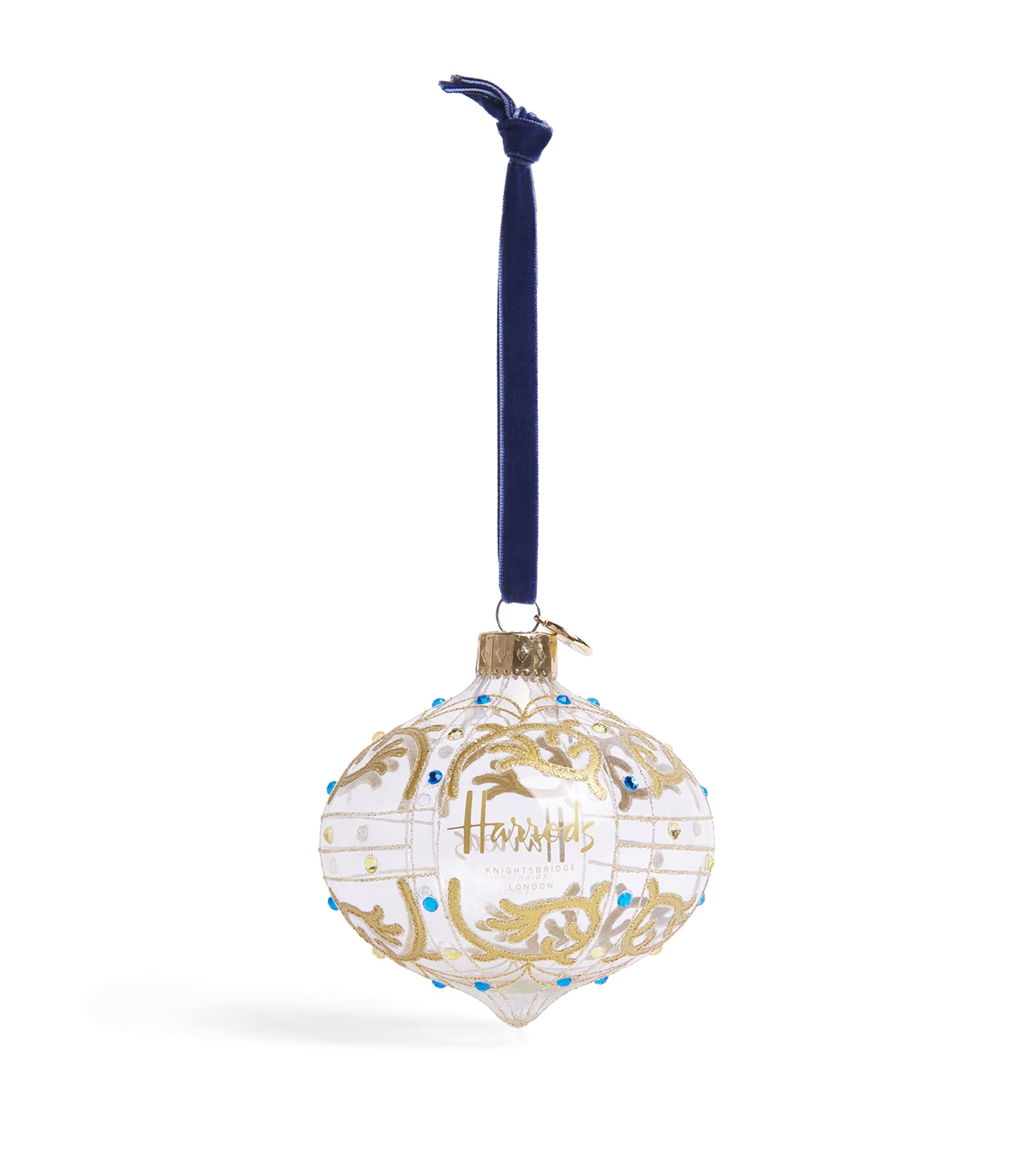 Harrods Glass Toile Bauble Image 1