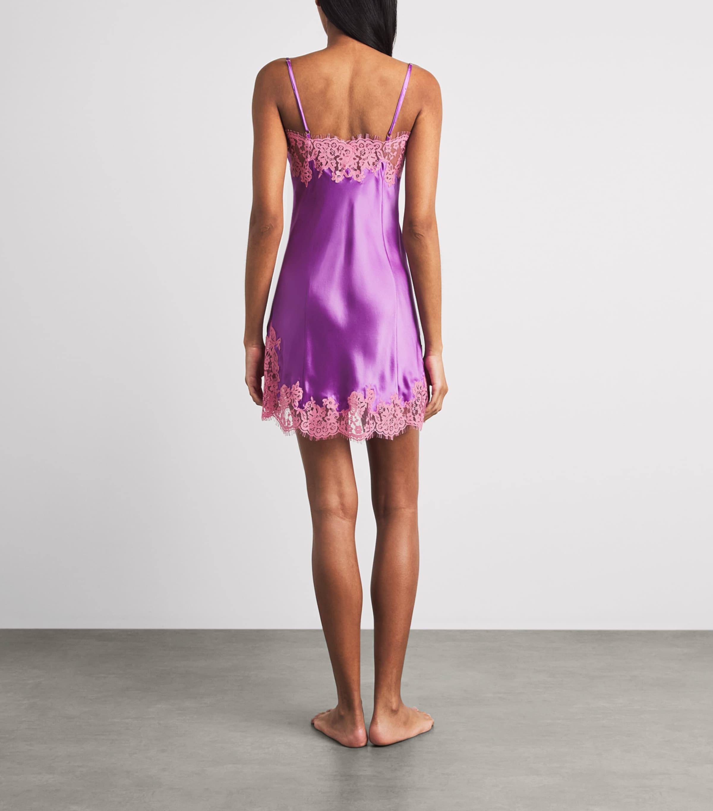 Marjolaine Womens Silk Floral Tess Slip Dress Grape W Blush Image 4