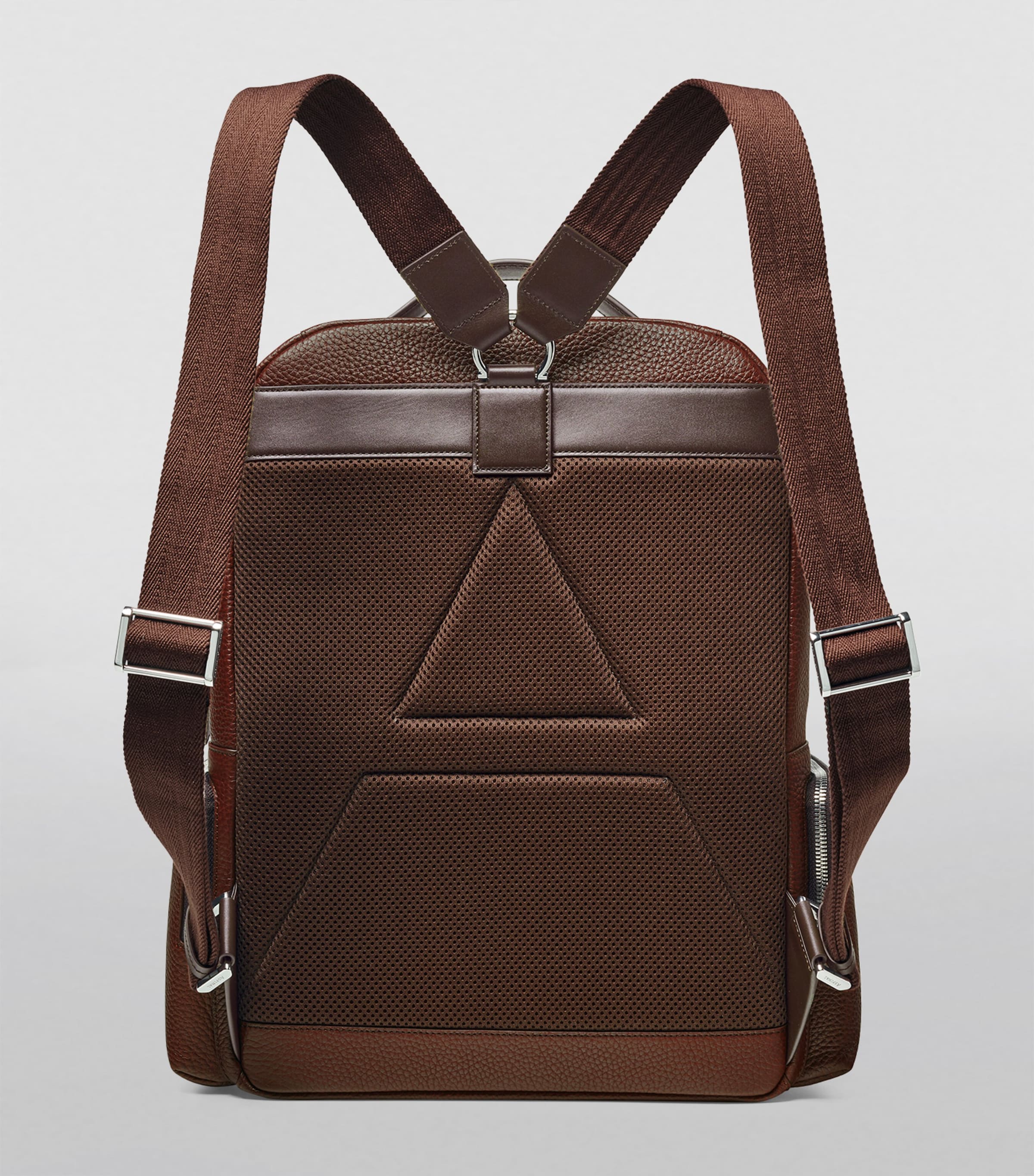 Pebble Leather Reporter Zipped Backpack TOBACCO Image 8