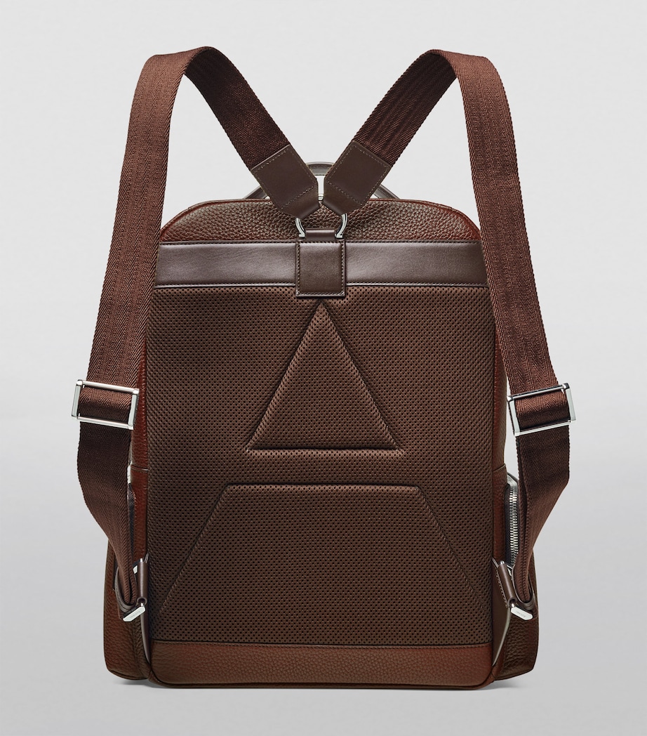 Pebble Leather Reporter Zipped Backpack TOBACCO Image 8