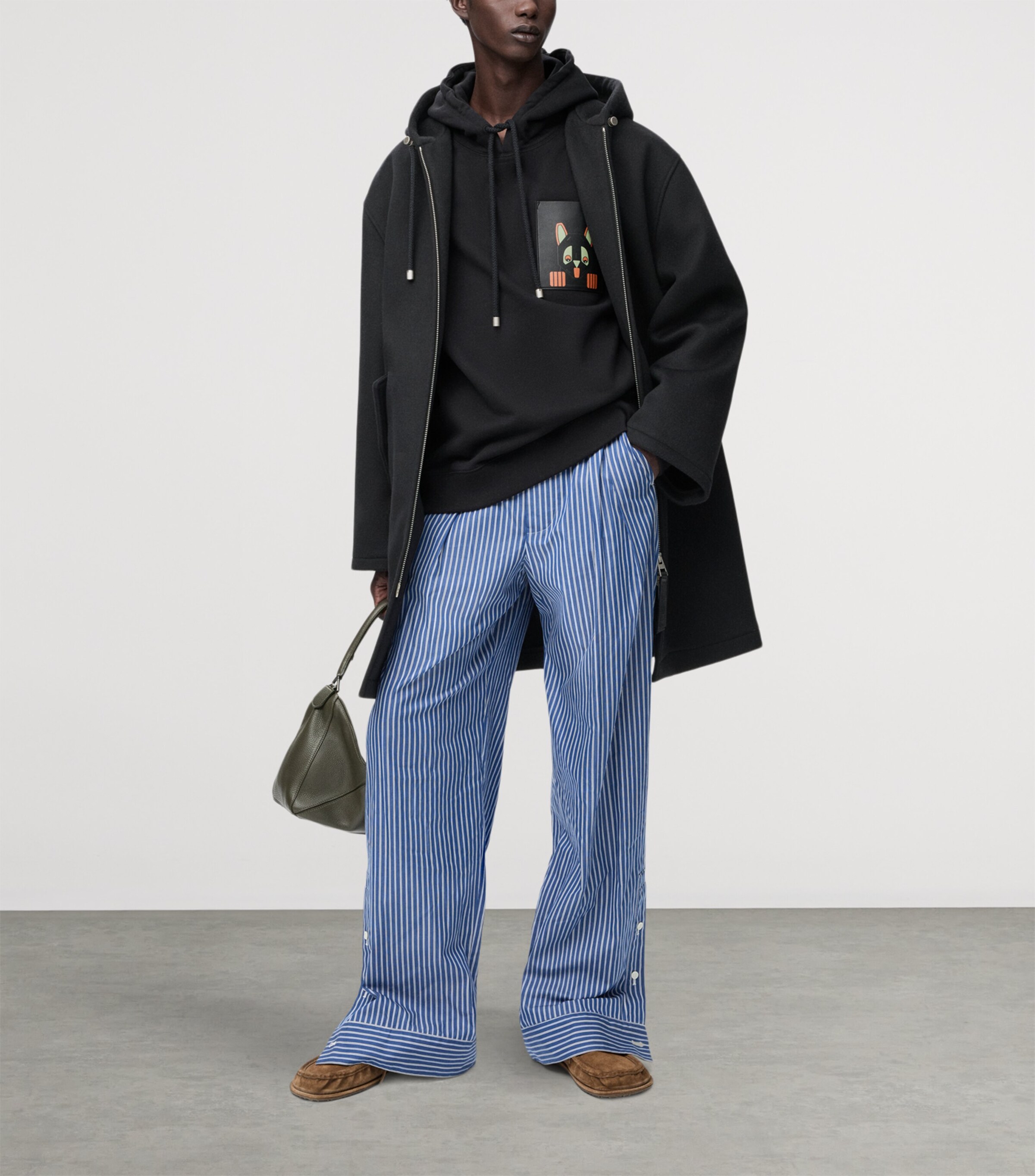 Wool Hooded Coat BLACK Image 3